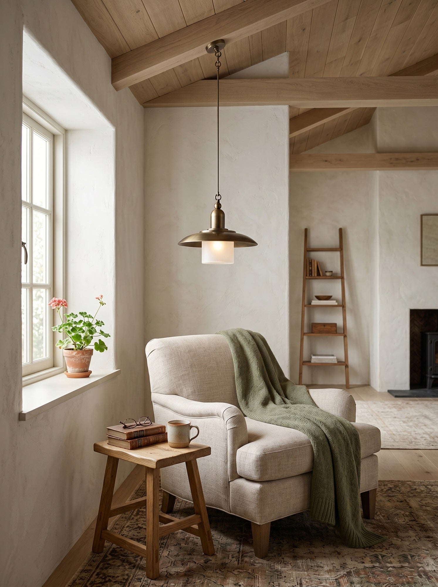 Close-up of the Argent Pendant Lamp's frosted glass diffuser.