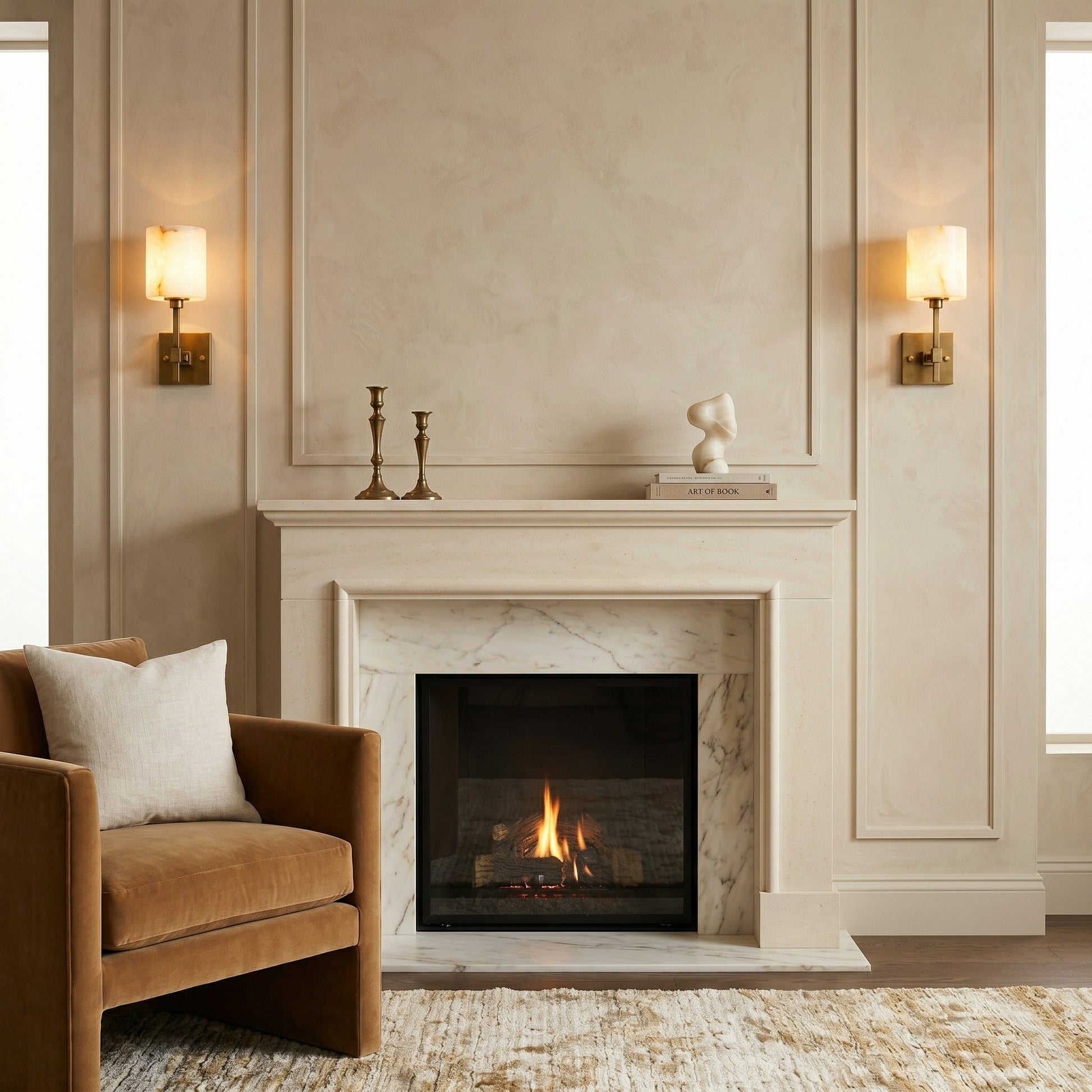 Ariel Wall Sconce installed in a modern bedroom above a nightstand.