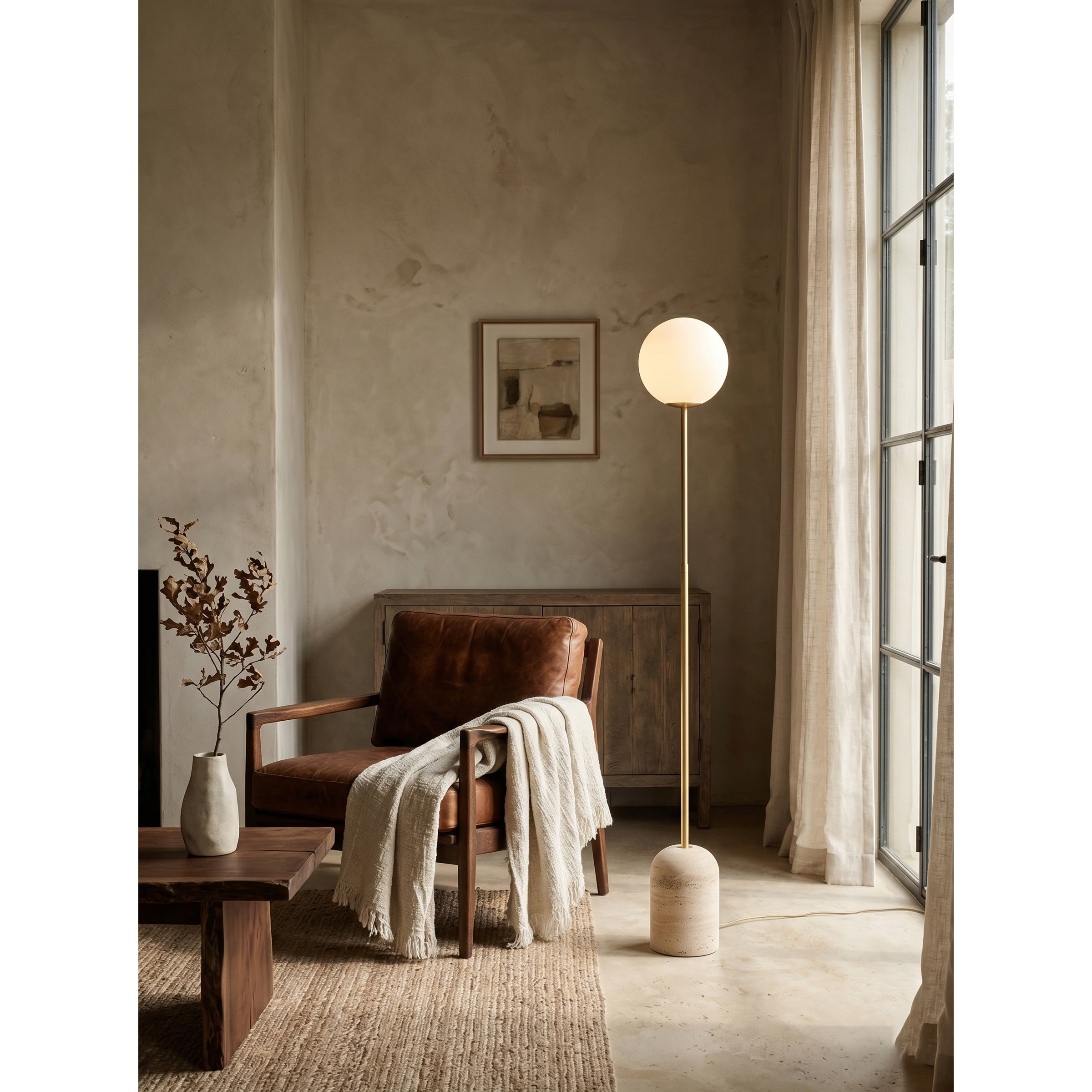 Full view of the 150cm tall Aseneth floor lamp.