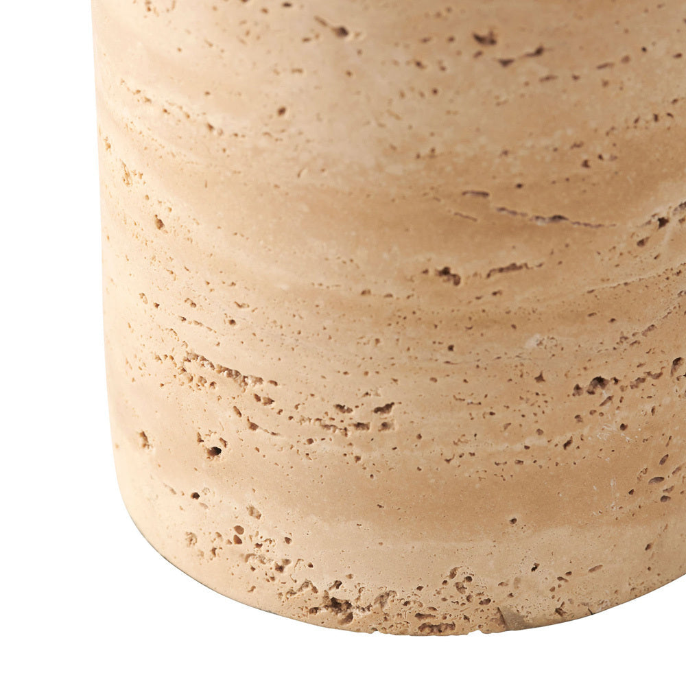 Full product view of the Aseneth Travertine Table Lamp.