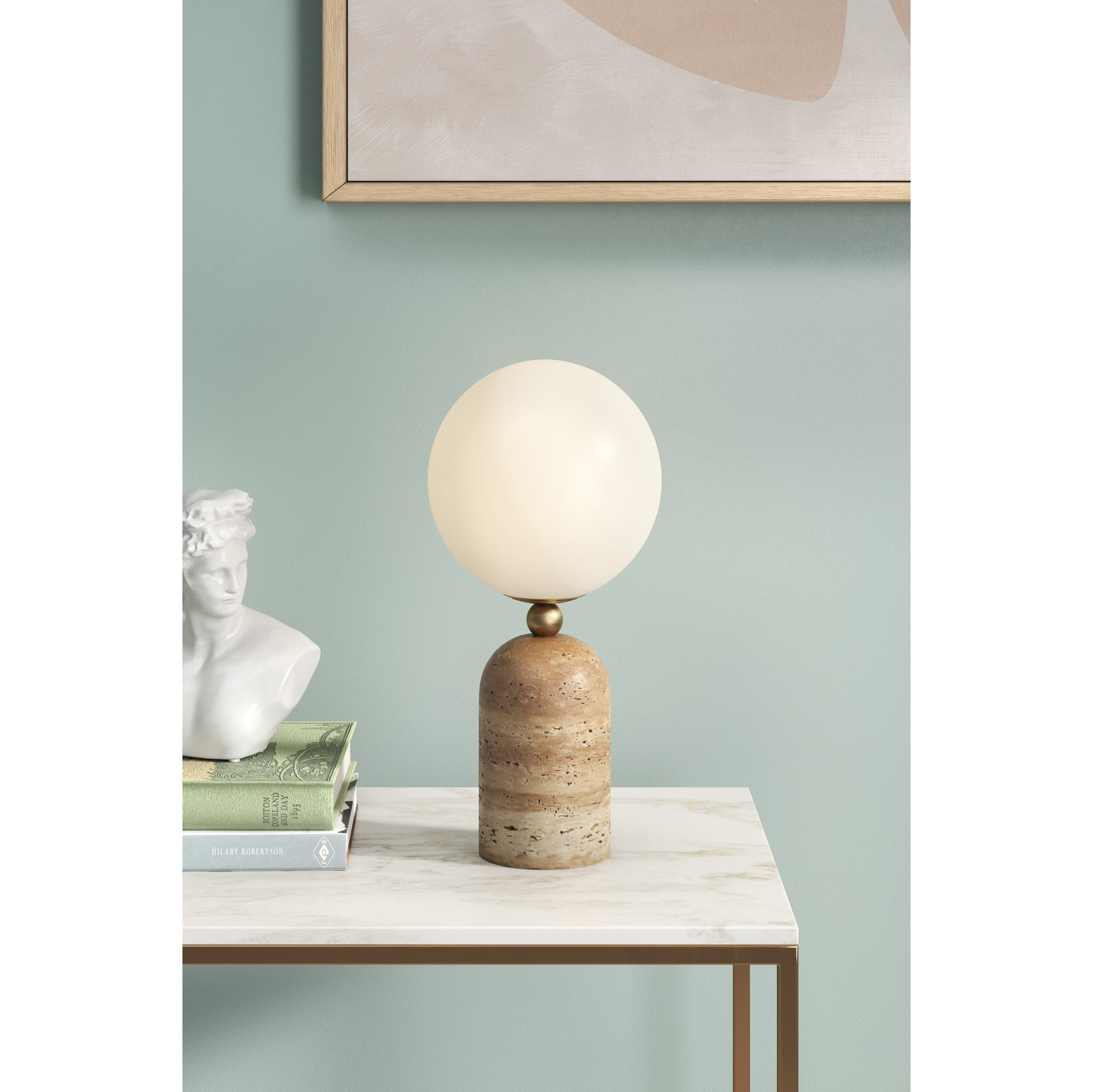 The lamp placed on a sophisticated bedroom nightstand.