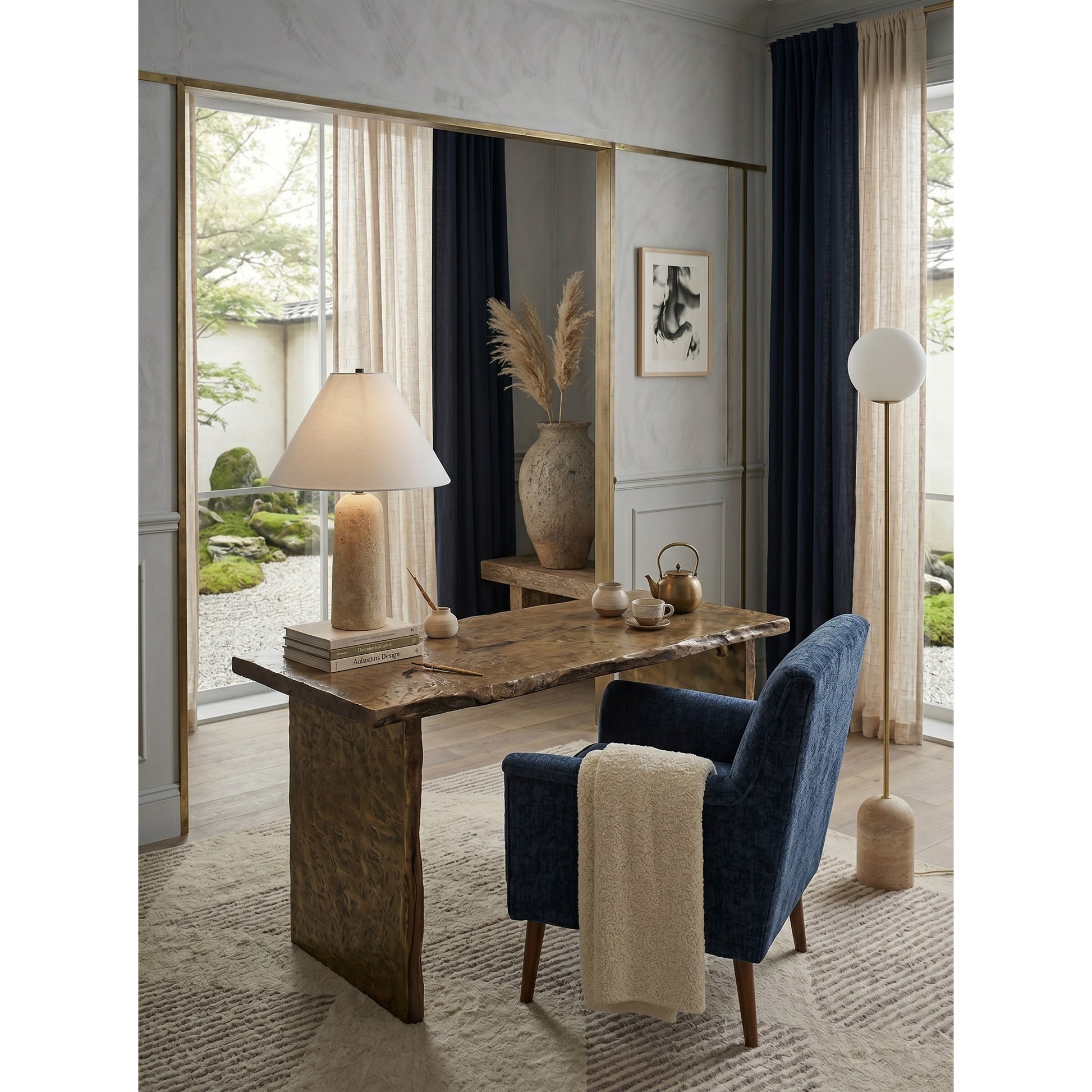 Diagram showing the dimensions of the larger Astere table lamp.