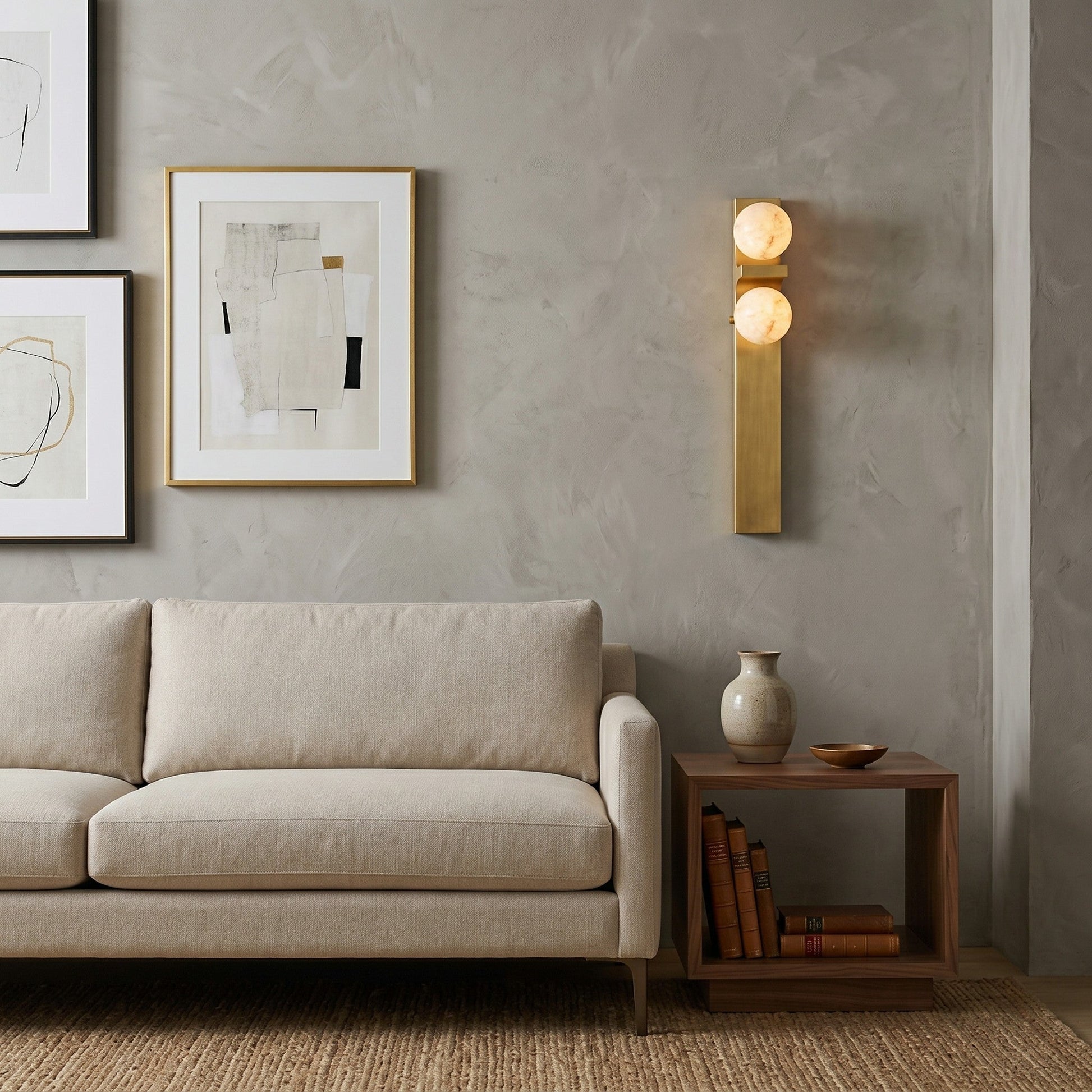 The sconce installed in a study, providing soft, focused lighting.