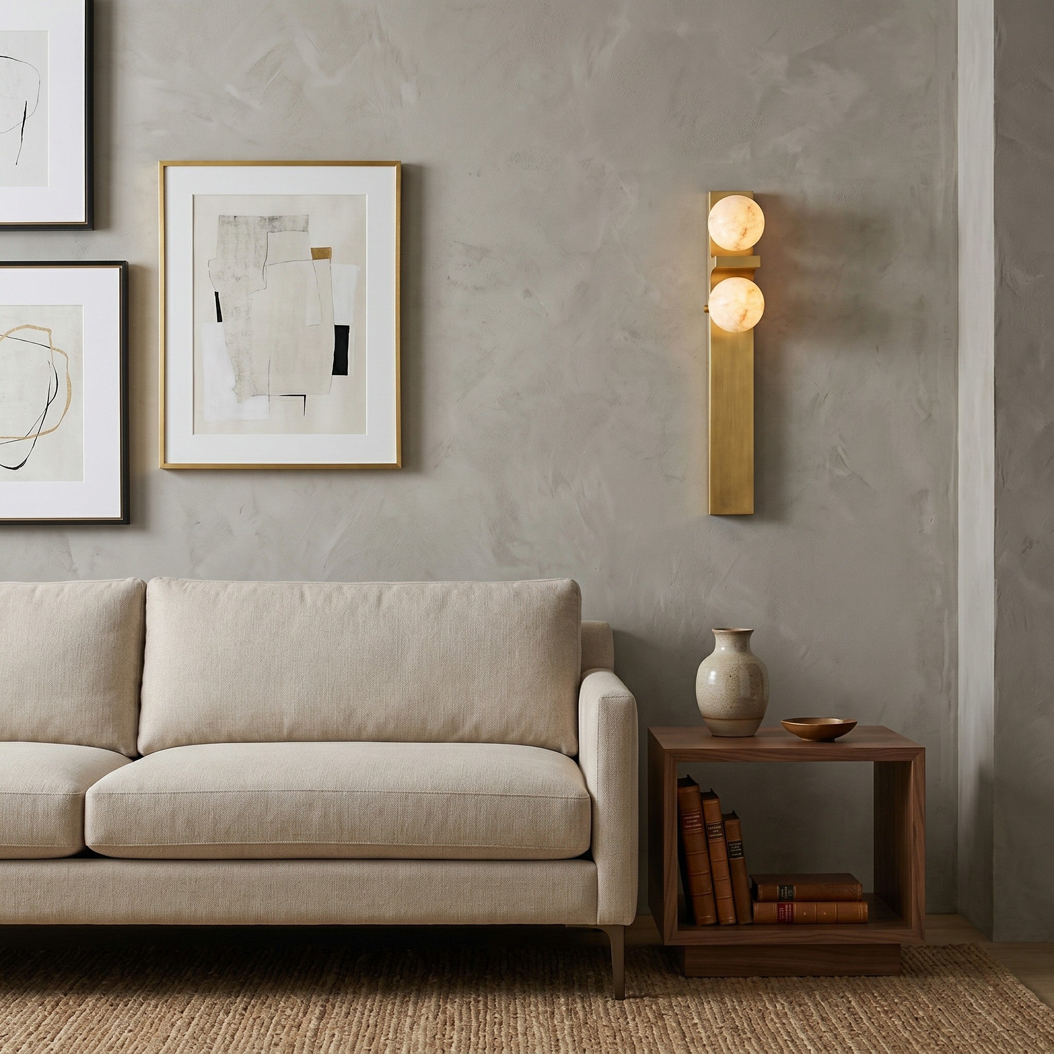 The sconce installed in a study, providing soft, focused lighting.