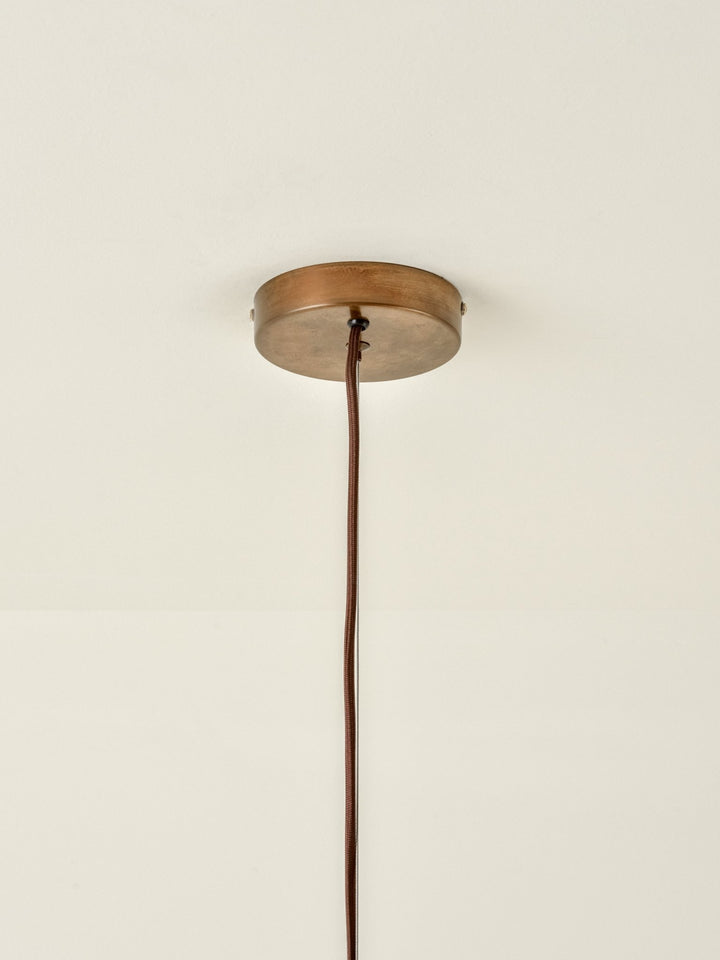 Unpackaged Bardi Scalloped Rattan Pendant Lamp showing all components.