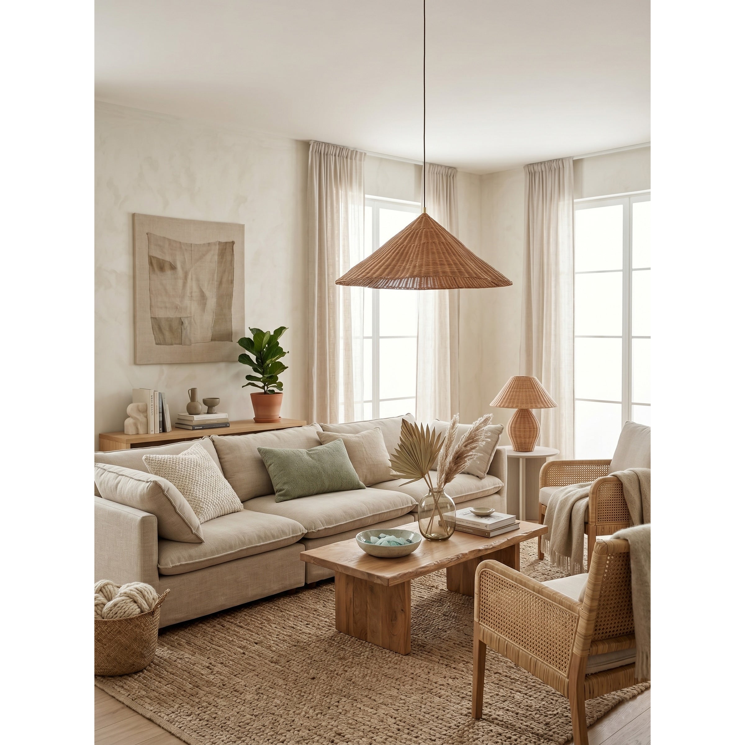 The lamp hanging over a kitchen island.