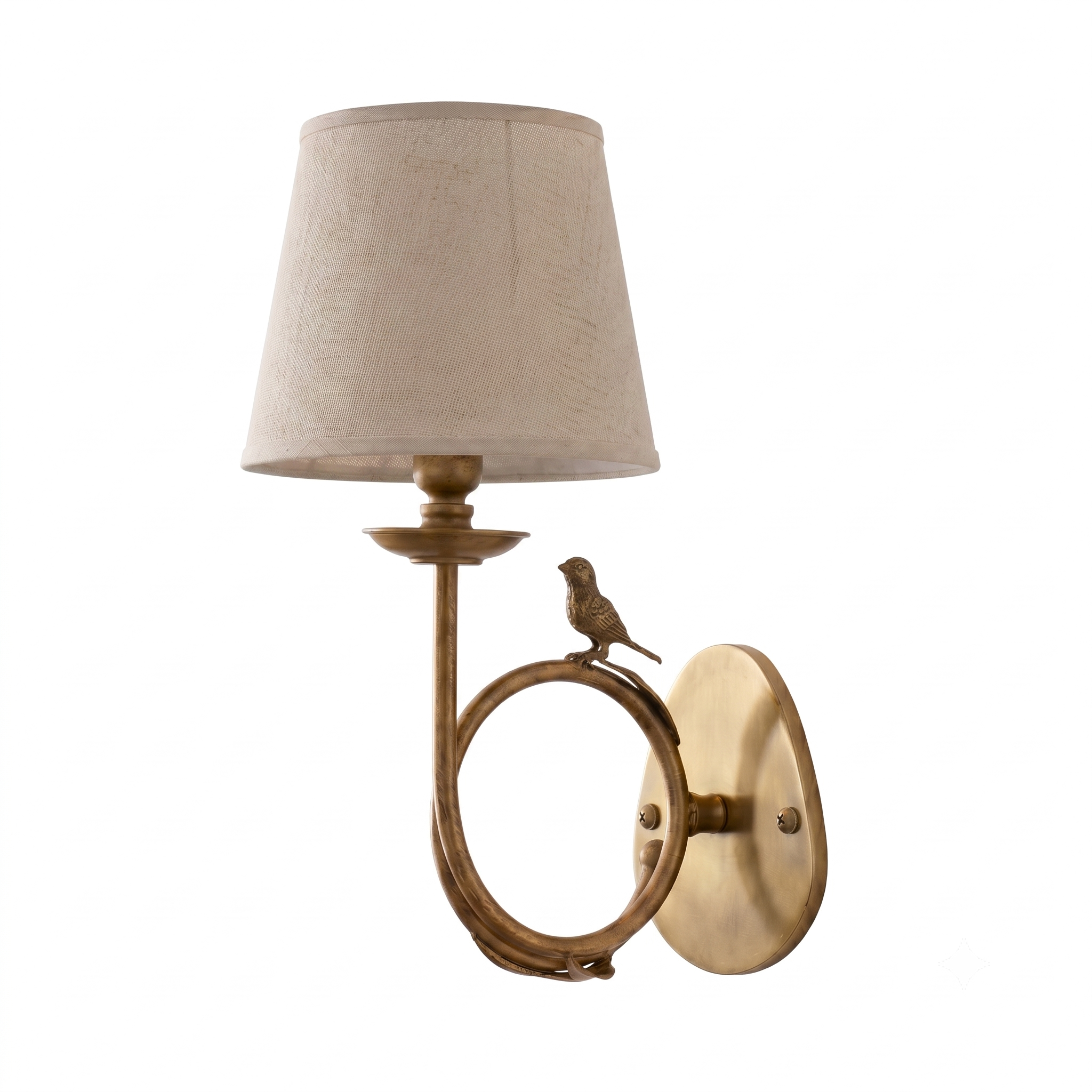 Close-up on the texture of the beige pleated fabric lampshade.