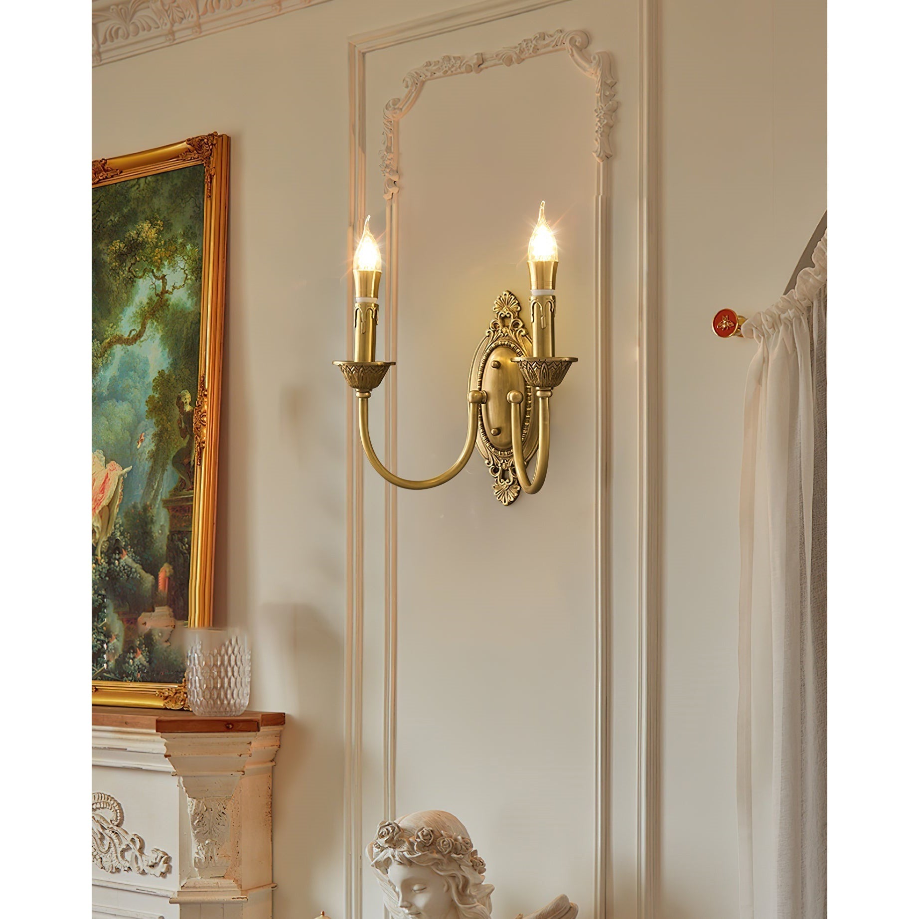 Detail shot of the realistic simulated wax-drip on the candle holder.