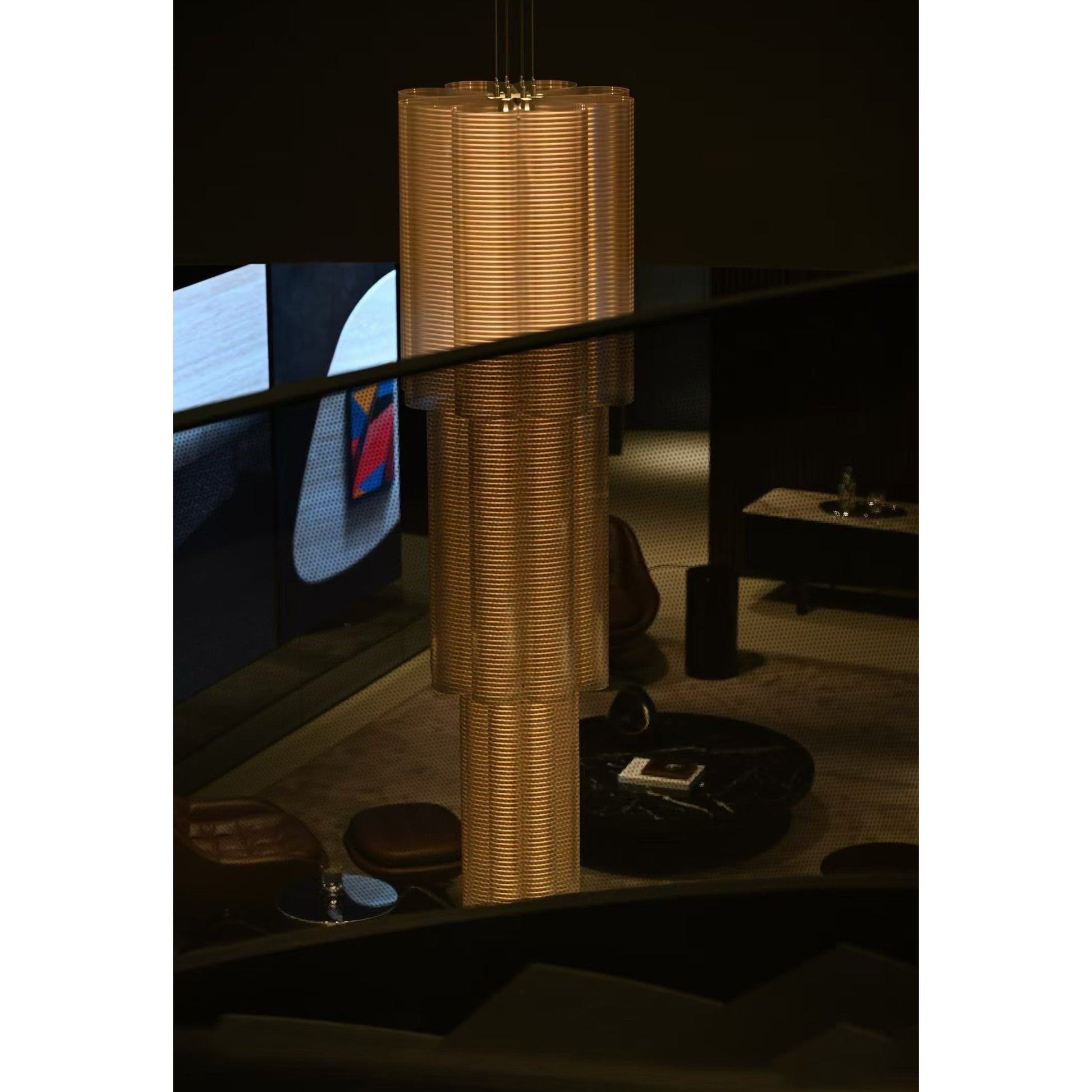 Lifestyle image of the Bloom Chandelier in a mid-century modern home.