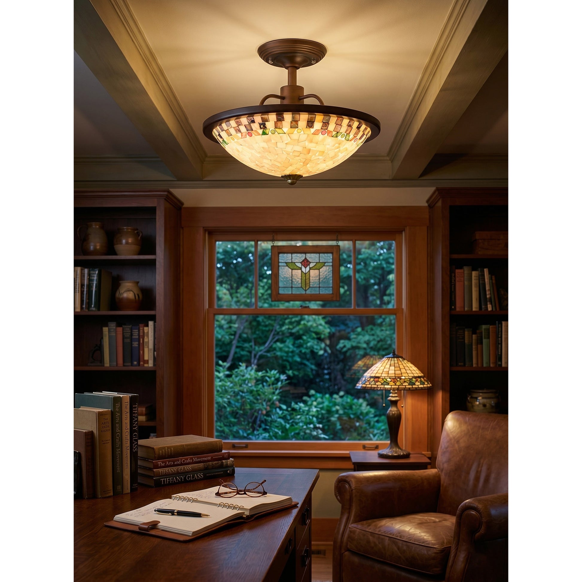 The larger 55cm version of the Bradshaw Mosaic Flush Mount.