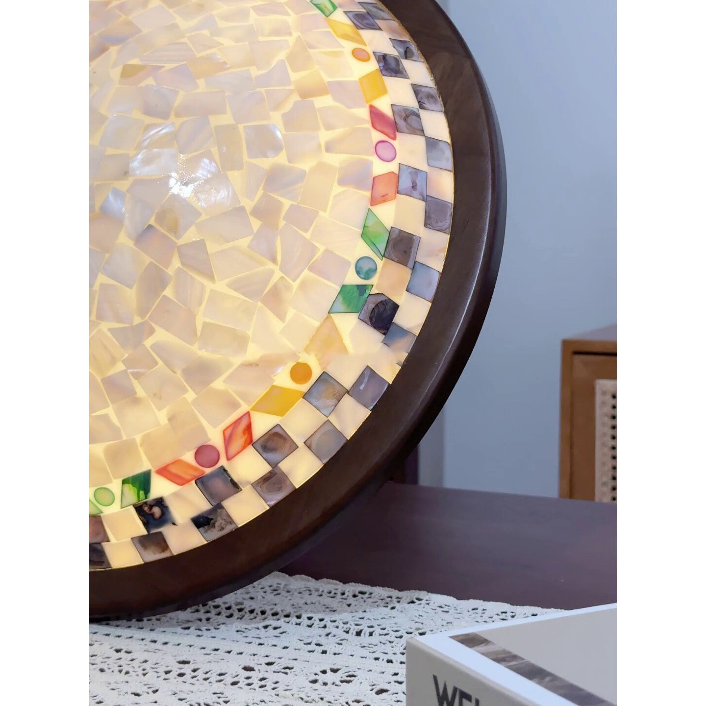 The Bradshaw light in a global-chic styled living room.