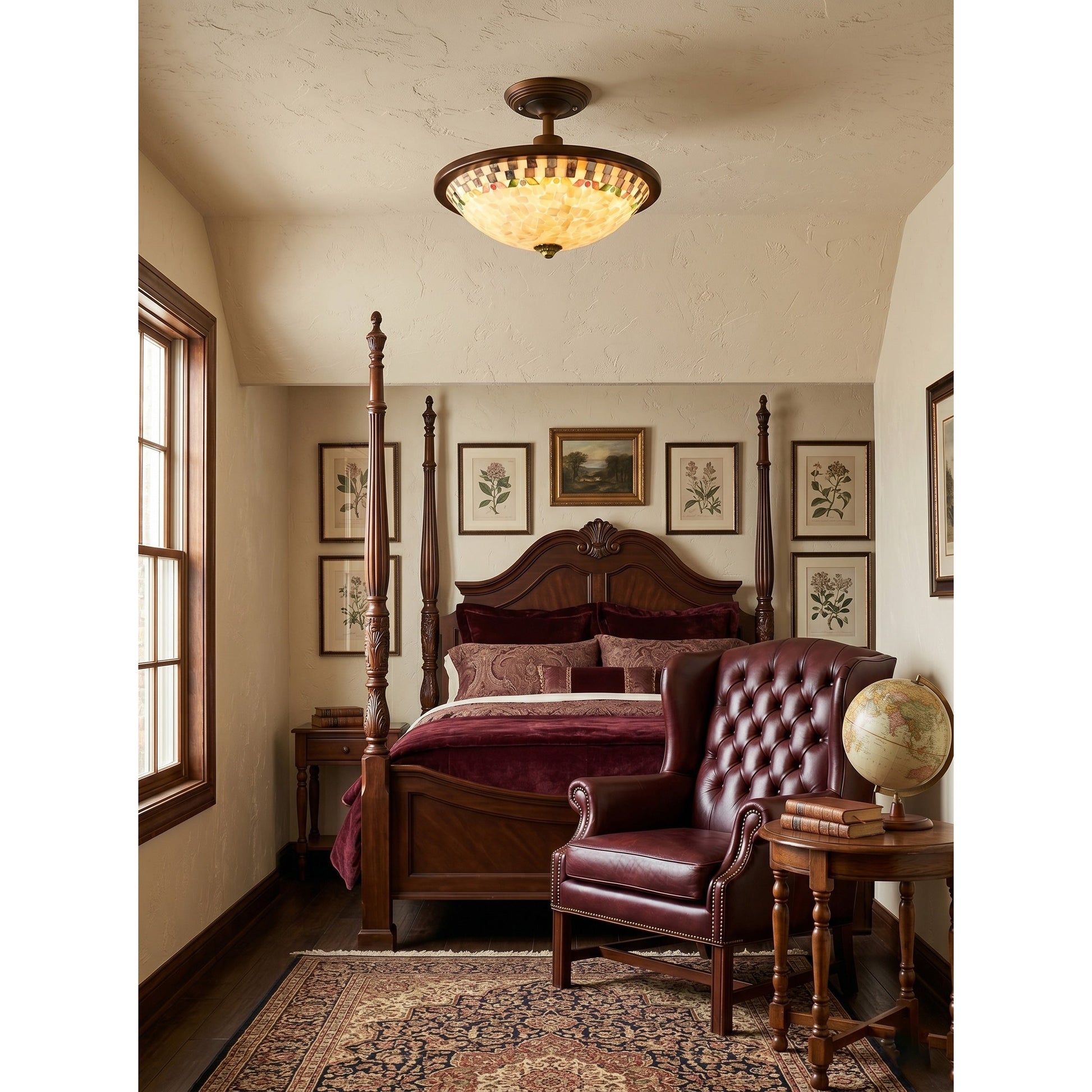 Side profile of the Bradshaw Mosaic Flush Mount against a neutral wall.