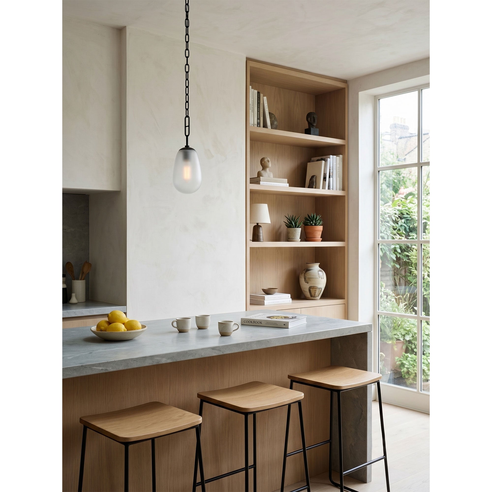 Bruckner Pendant Lamp with nickel finish in a contemporary setting.