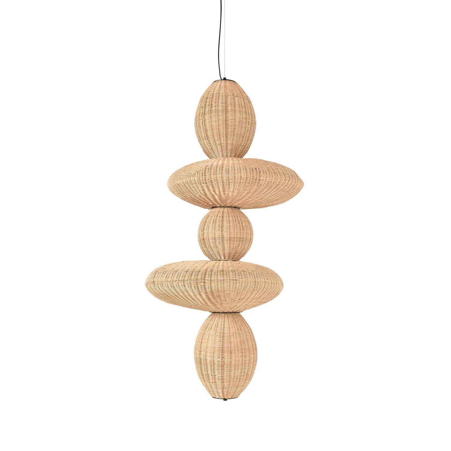 Bubbles Rattan Chandelier with a stacked, organic silhouette against a plain background.