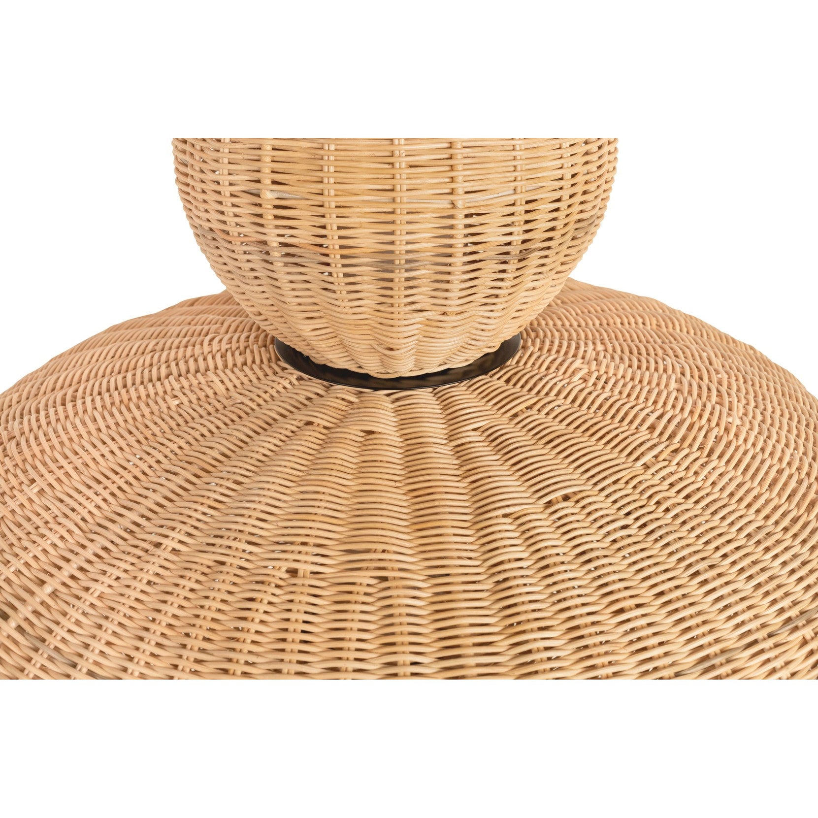 Full product view of the 5-head Bubbles Rattan Chandelier.