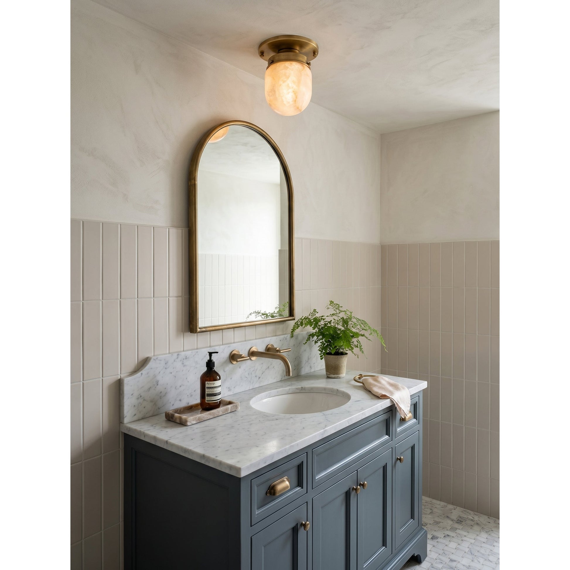The flush mount light as a stylish addition to a study.