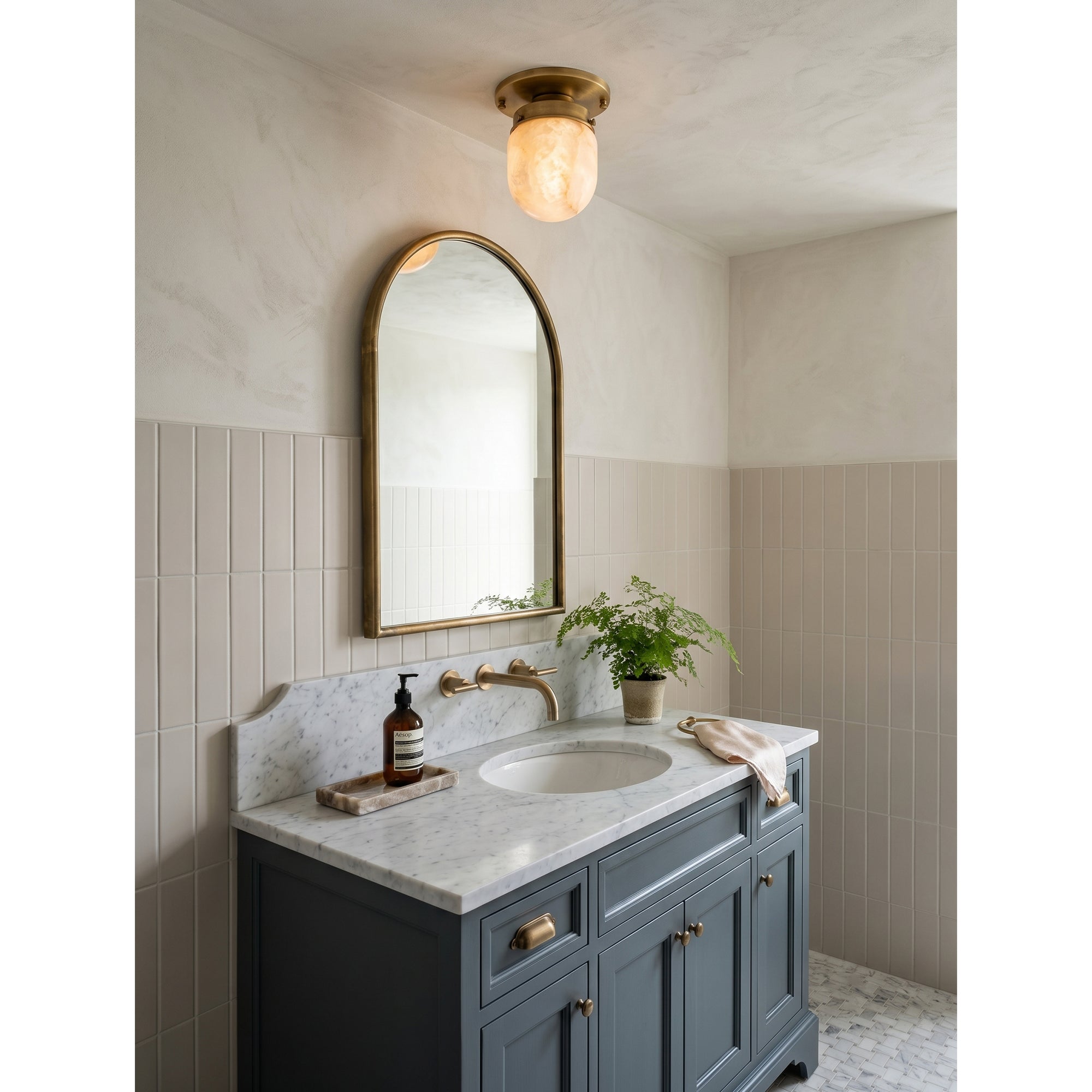 The flush mount light as a stylish addition to a study.