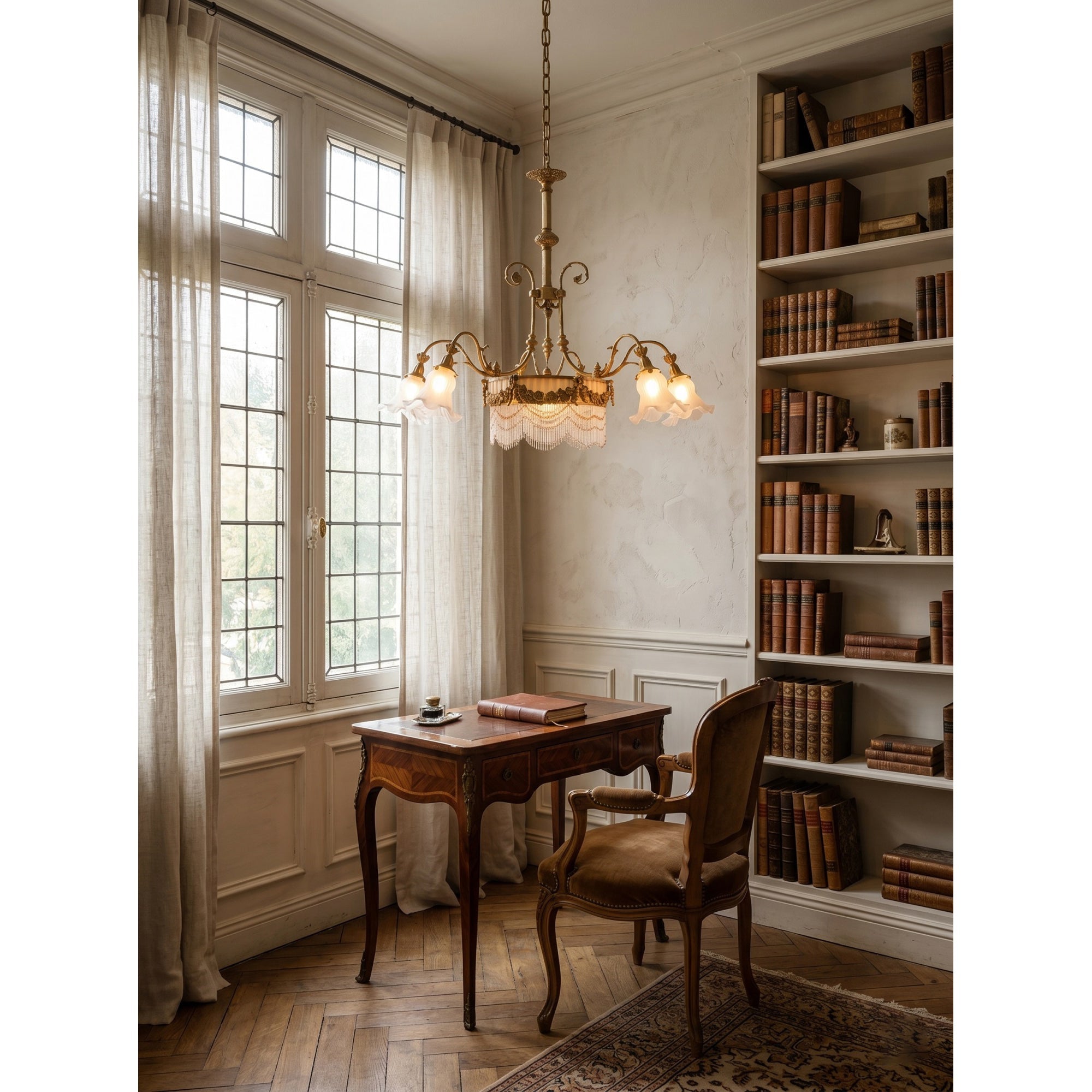 Full view of the Camille Chandelier, highlighting its vintage Hollywood Regency aesthetic.