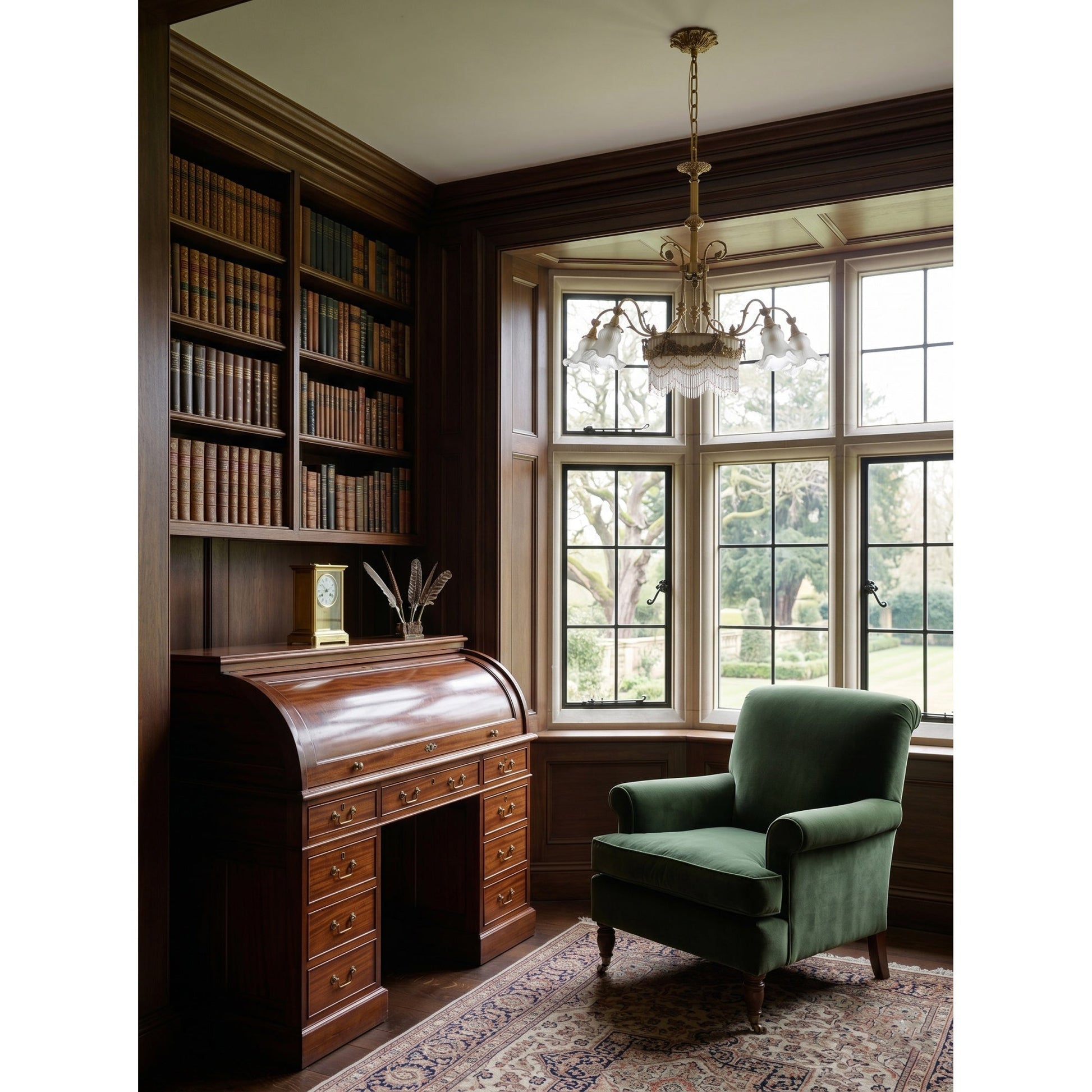 Side profile of the Camille Fringed Chandelier against a neutral wall.