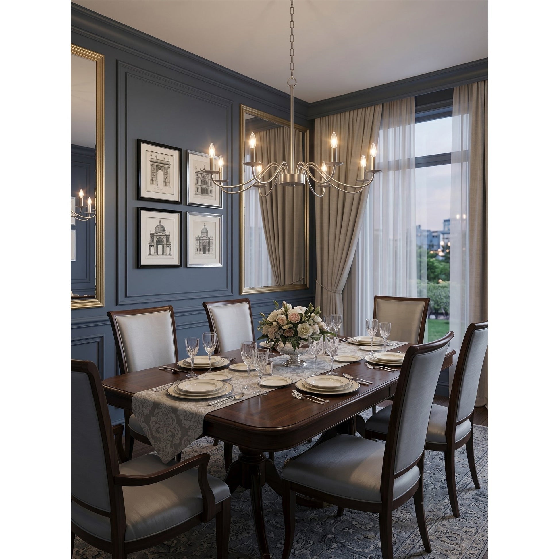 Brass Candler Chandelier against a dark wall.