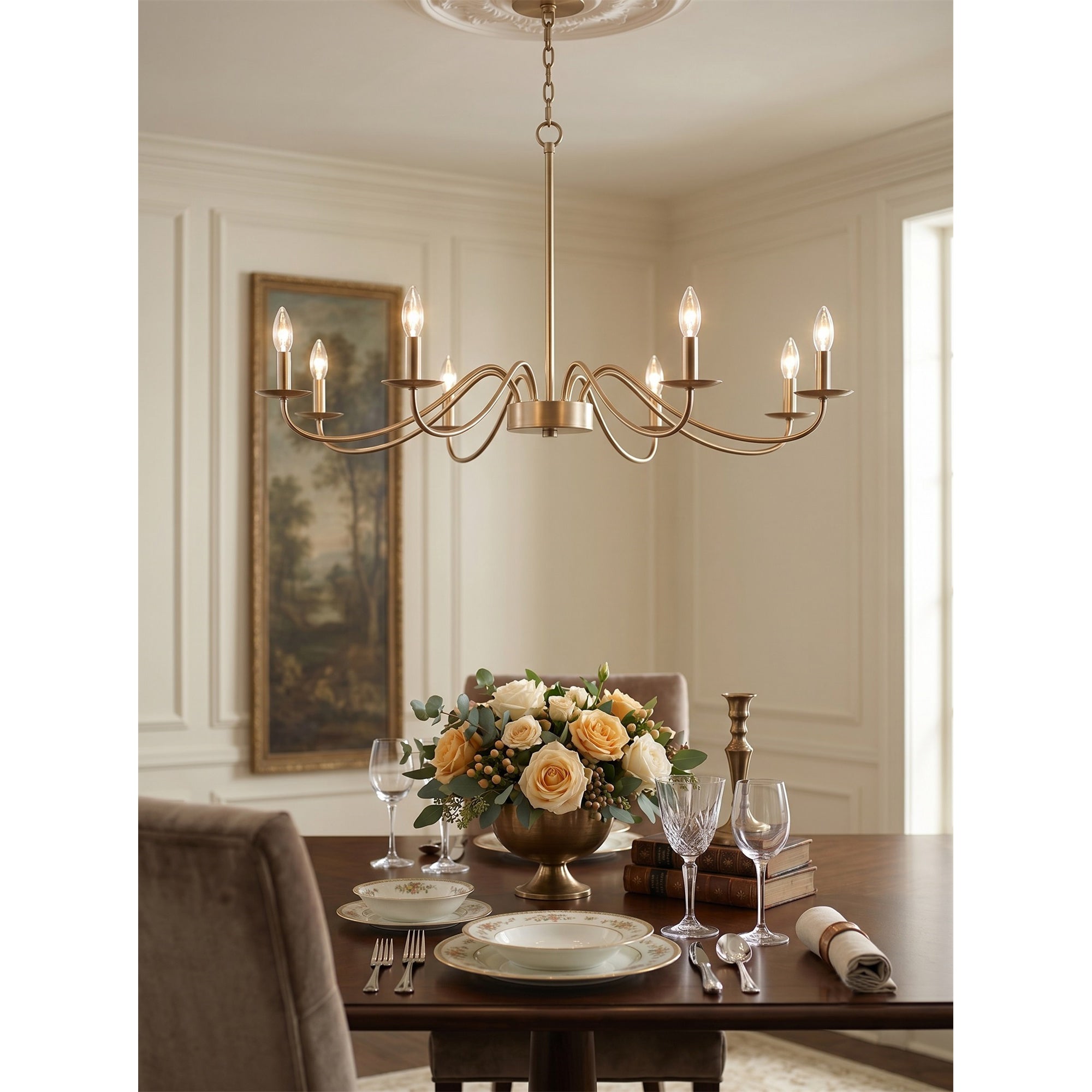 Black Candler Chandelier against a light wall.