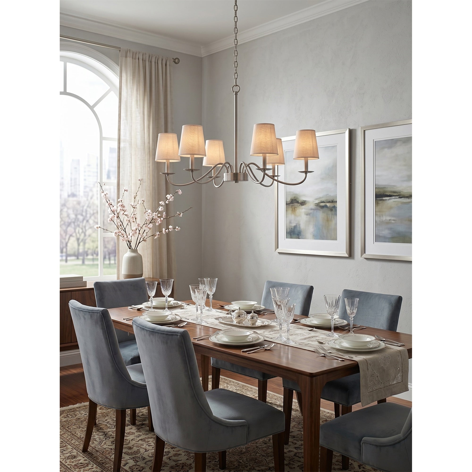 Side profile of the 6-light Candler Chandelier.