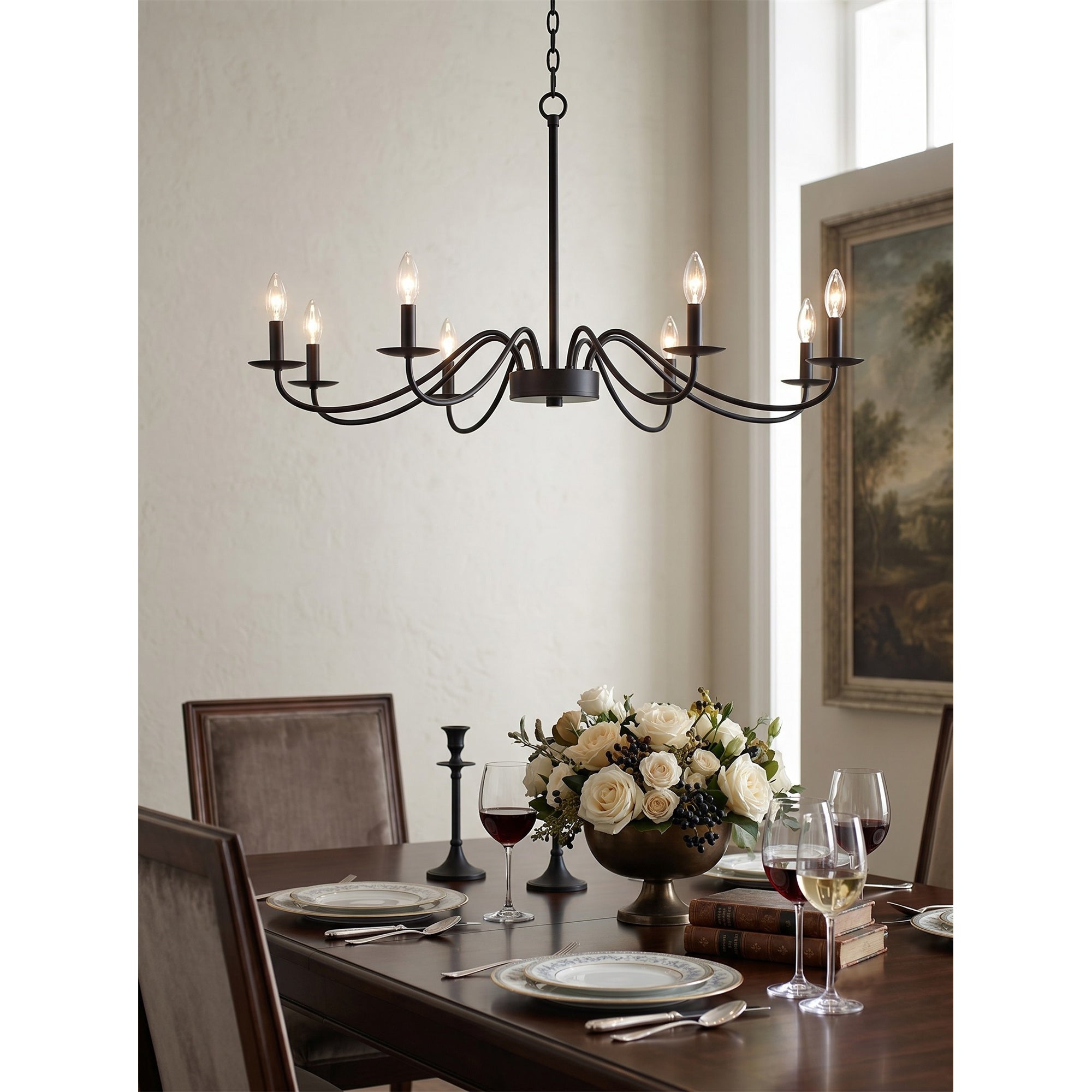 Candler Chandelier, 6-light version, in brass.