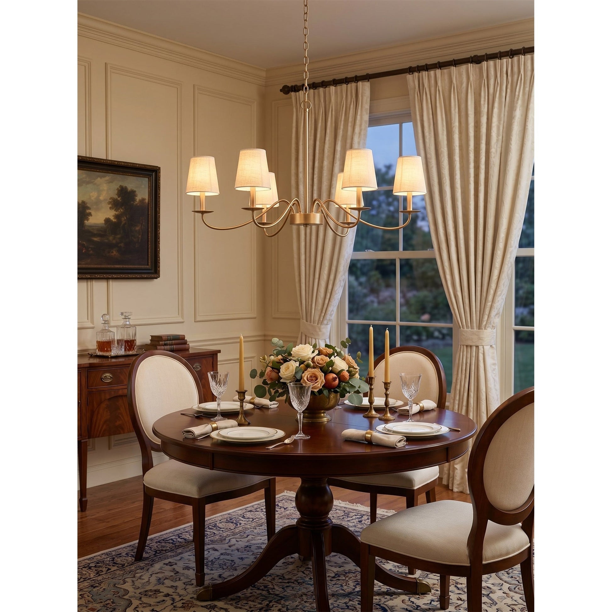 Candler Chandelier, 8-light version, in brass.