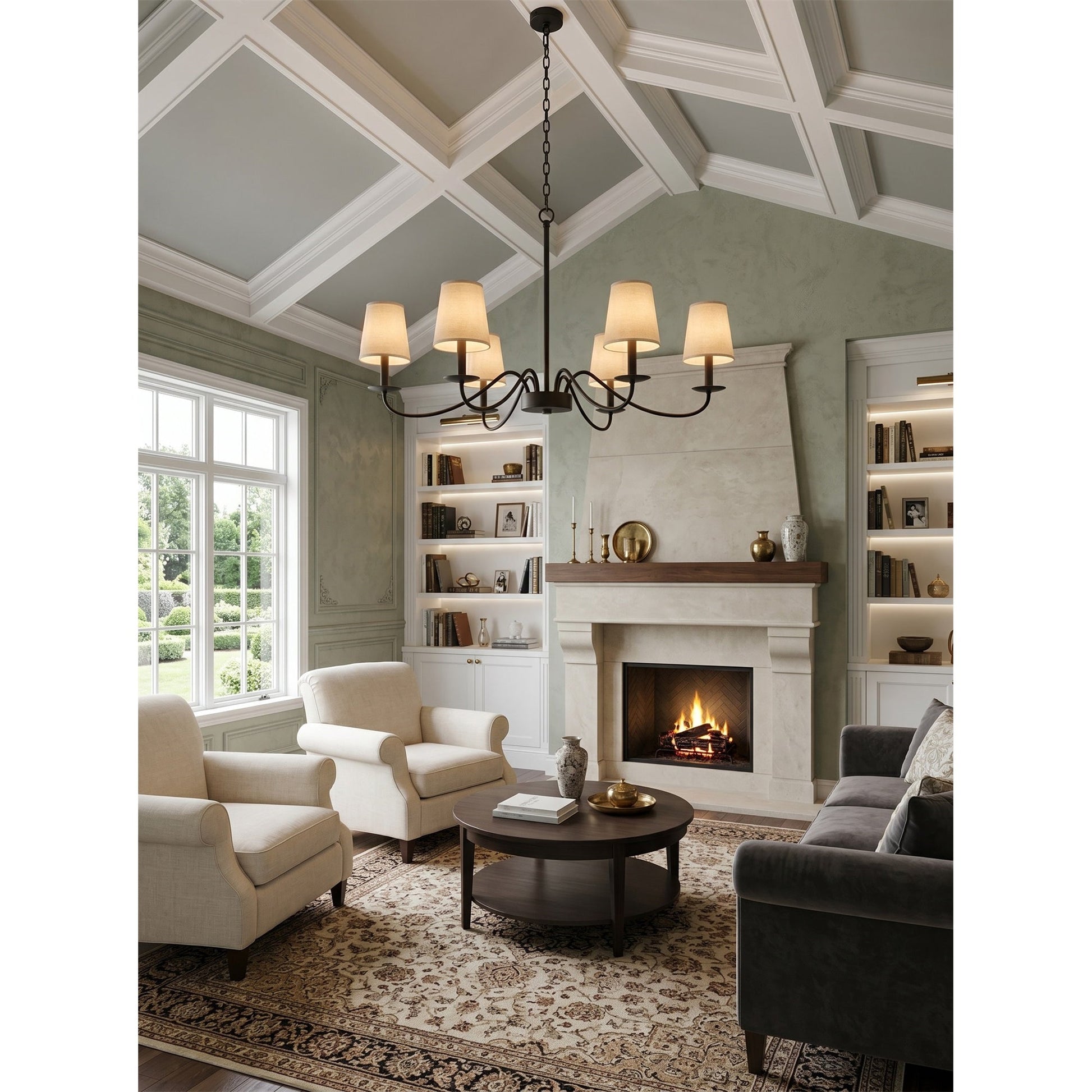 Candler Chandelier, 8-light version, in black.
