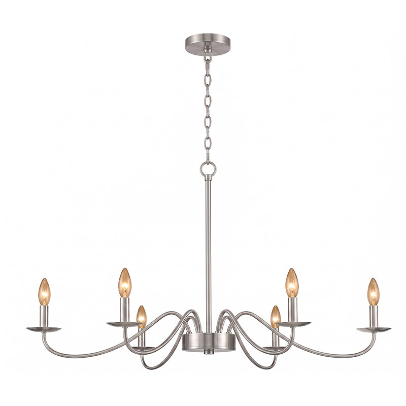 The chandelier shown with lights off to highlight its form.