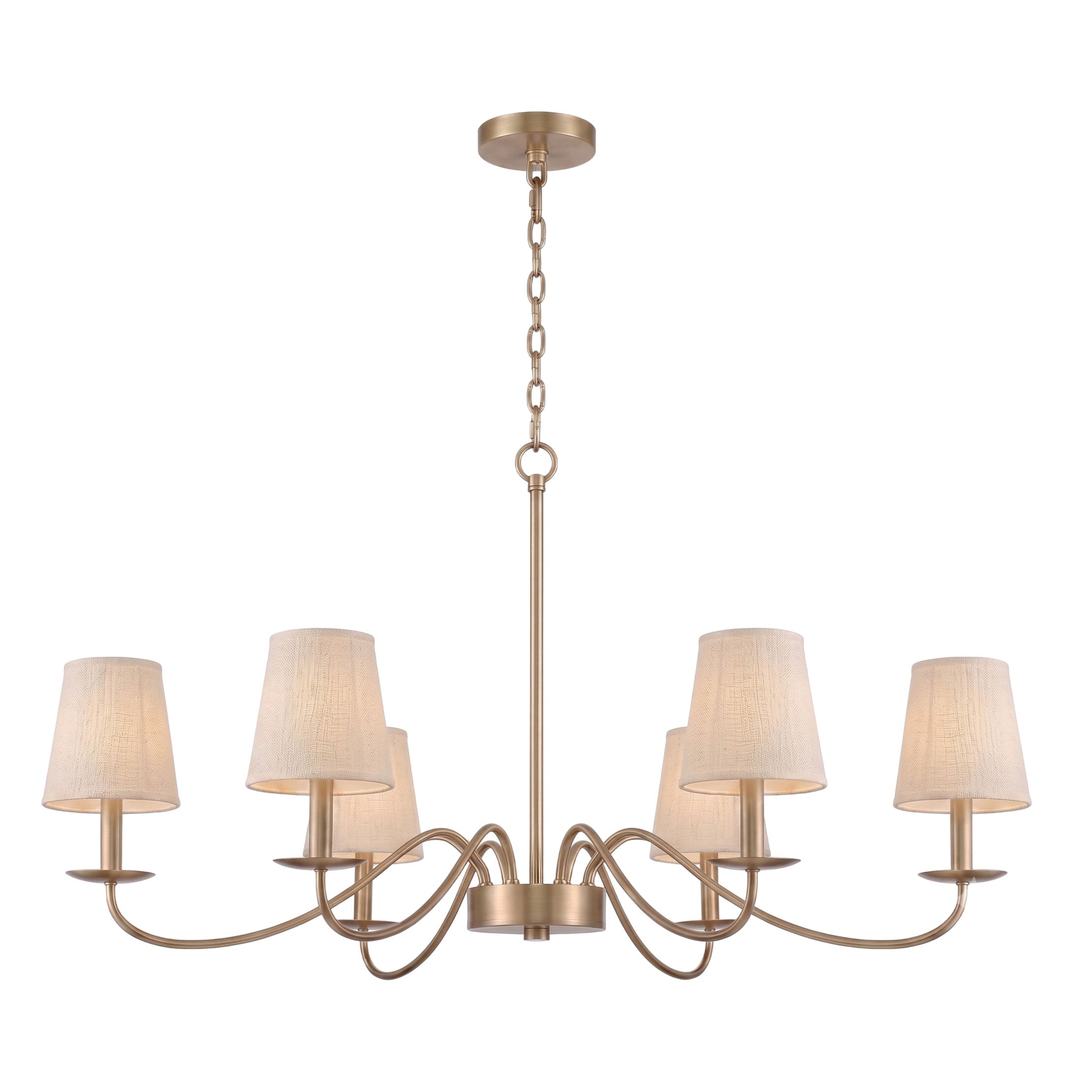 The Candler Chandelier on a sloped ceiling.