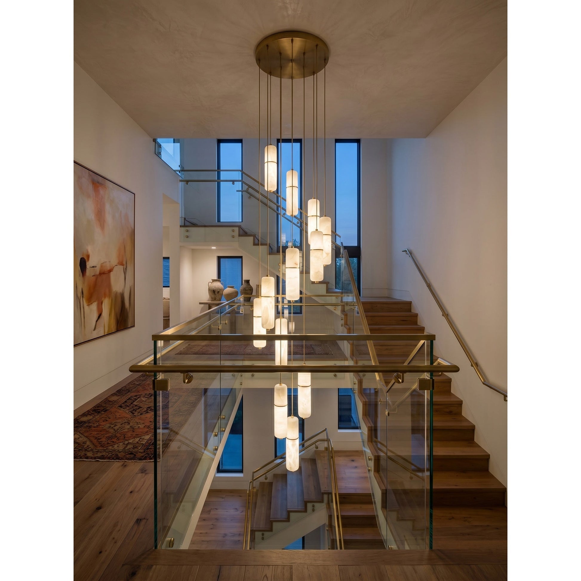 The 7-head configuration of the Cannula Alabaster Chandelier.