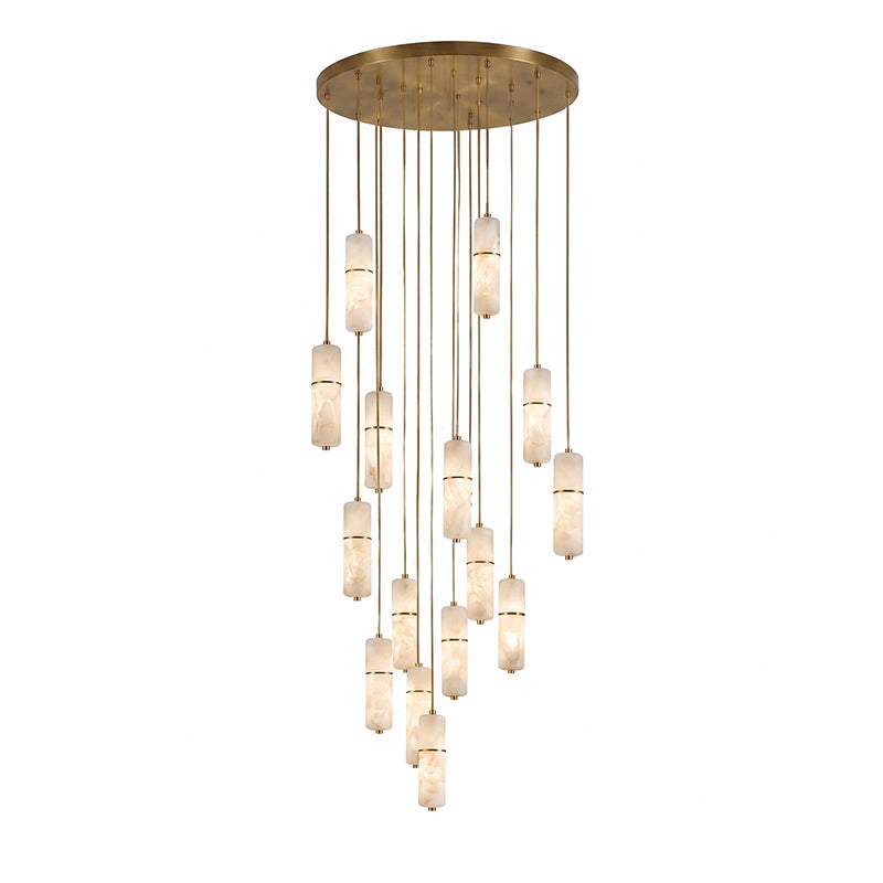 Full view of the largest Cannula Alabaster Chandelier, emphasizing its scale.