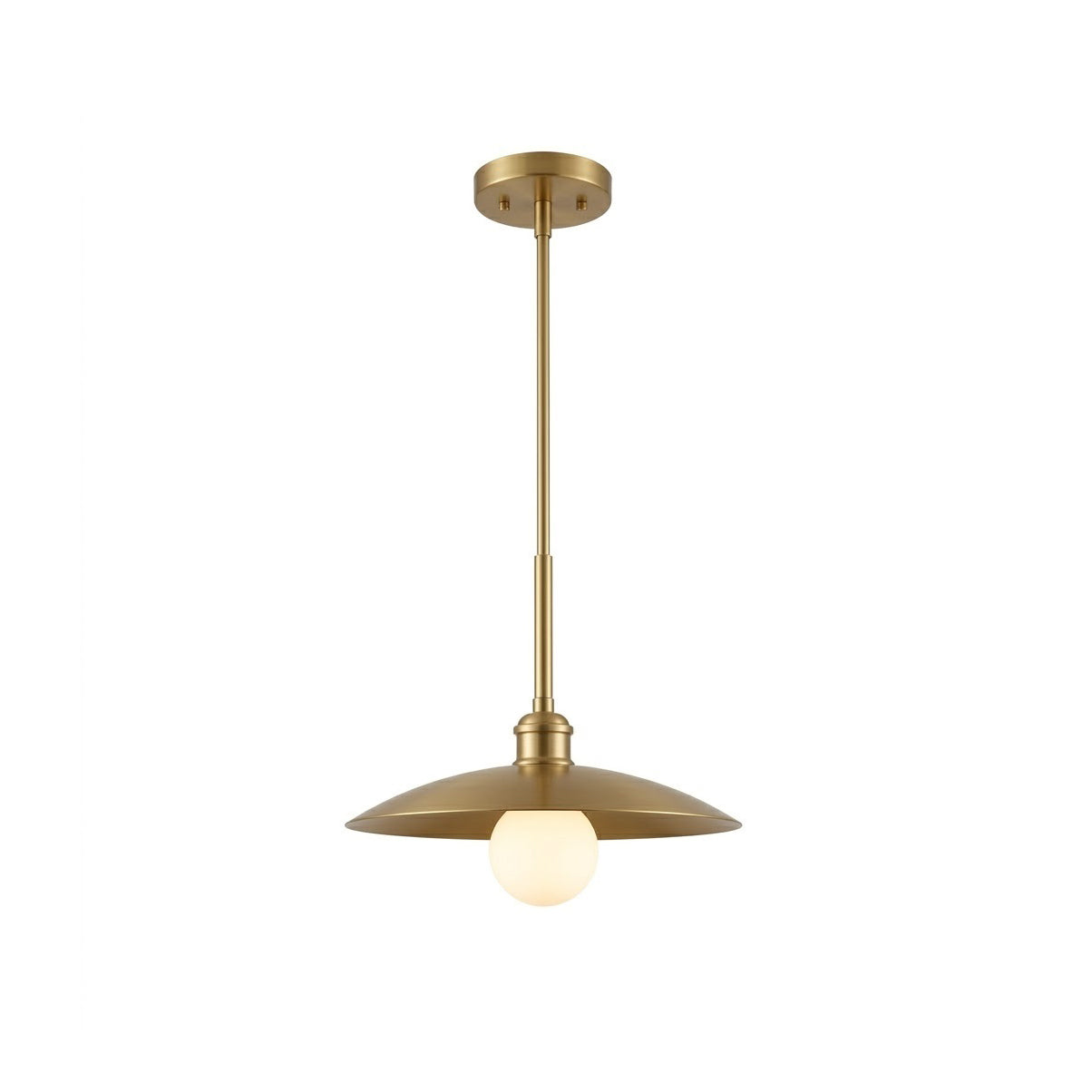 Cantina Pendant Lamp in antique brass finish, front view.