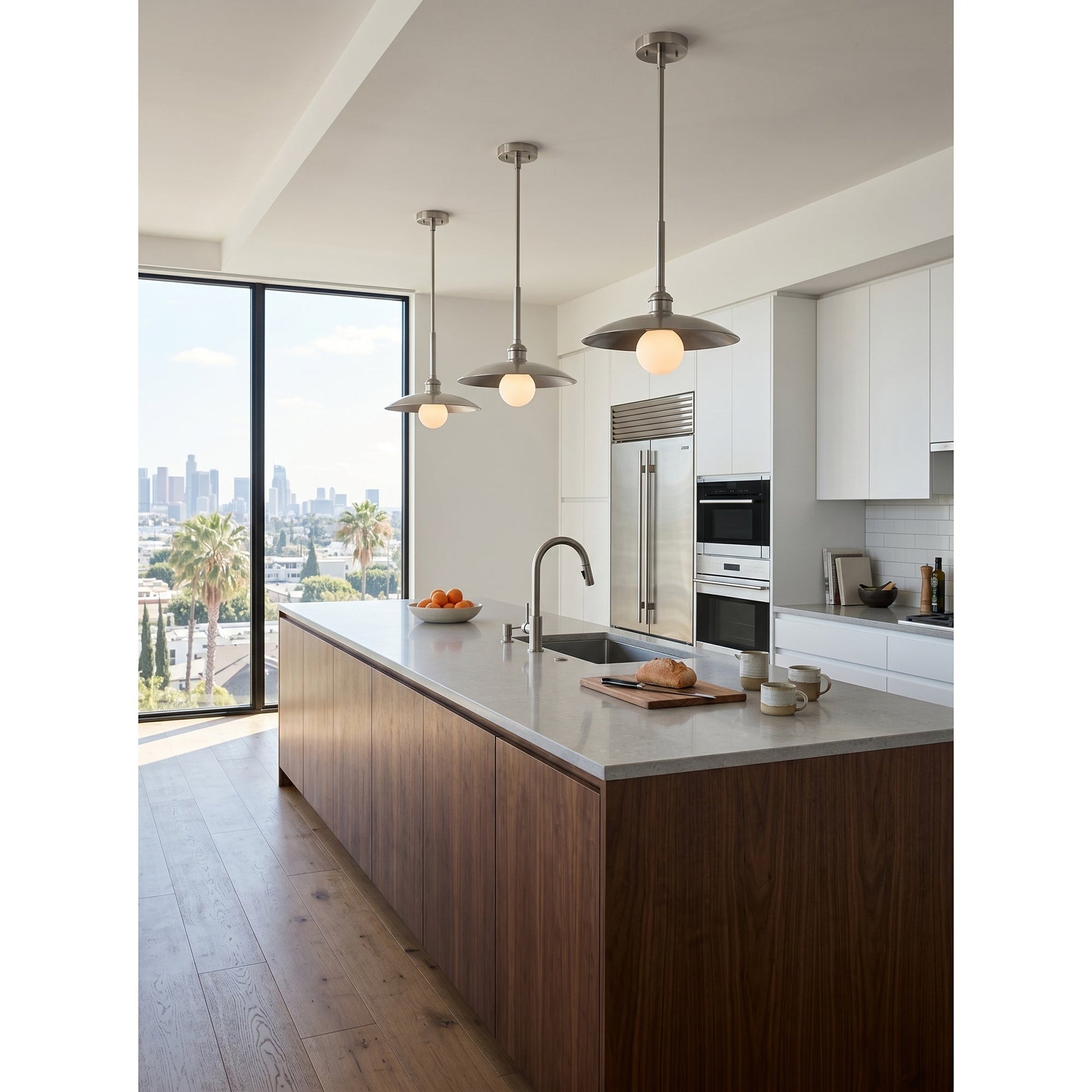 The adjustable suspension rod components of the Cantina Pendant Lamp.