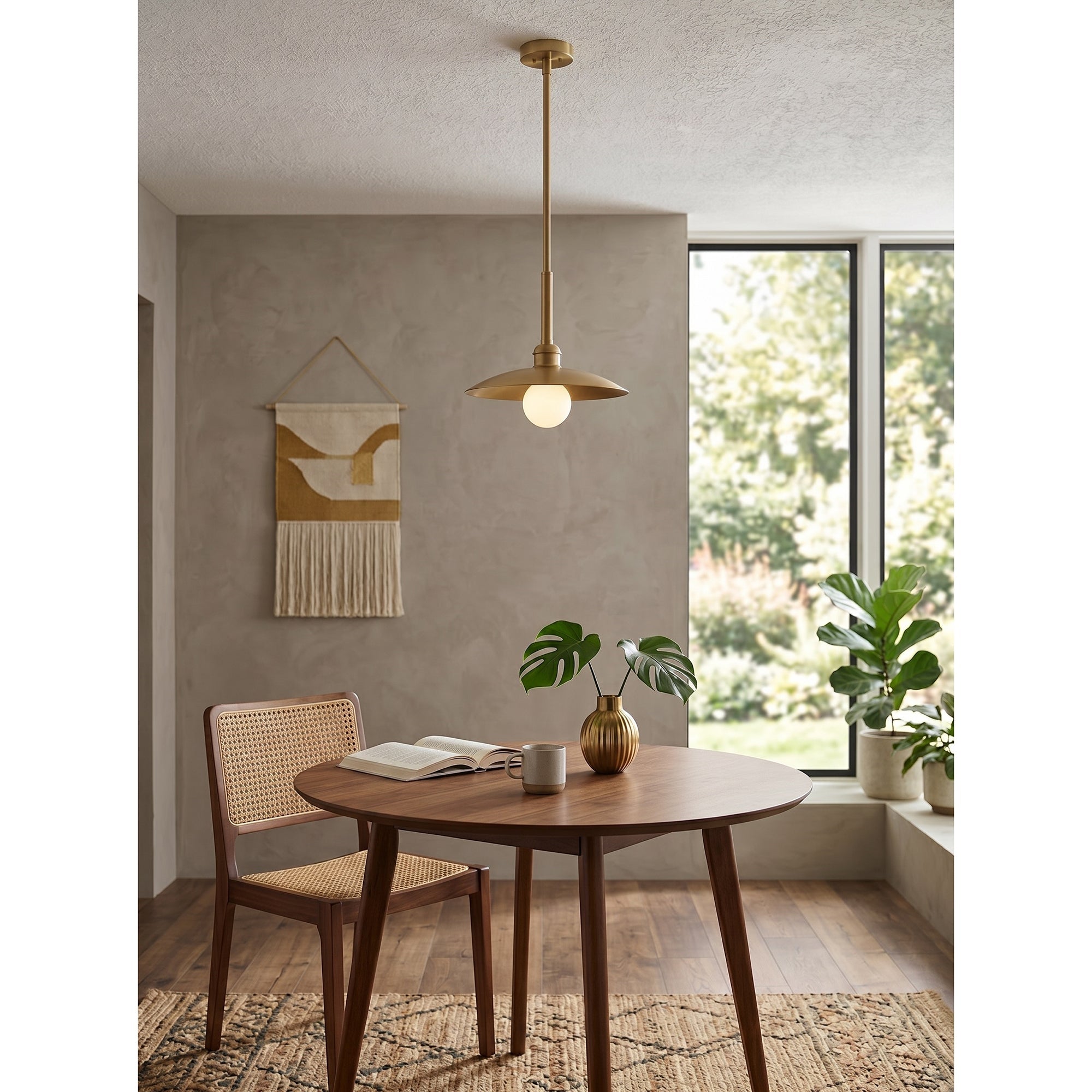 Detail shot of the antique brass finish on the Cantina Pendant Lamp.