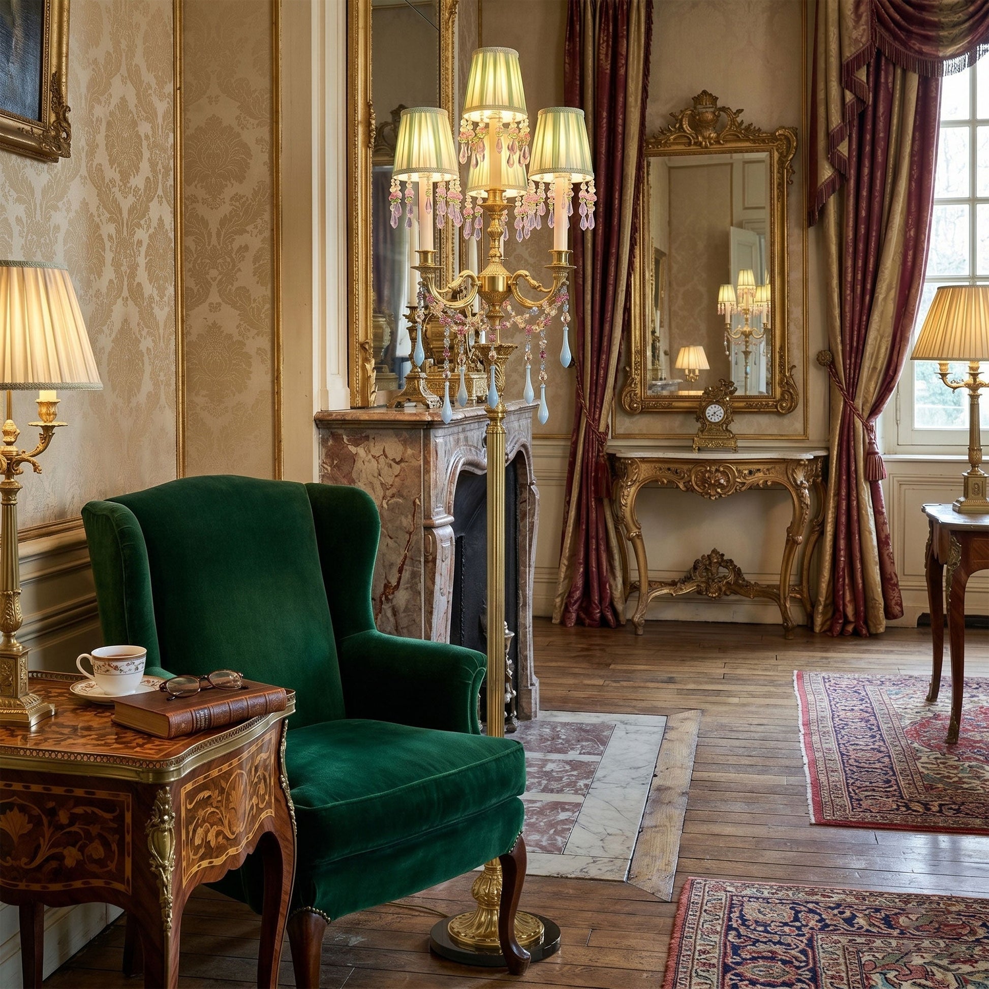 The Carins Floor Lamp shown from a side angle, highlighting its height and slender profile.