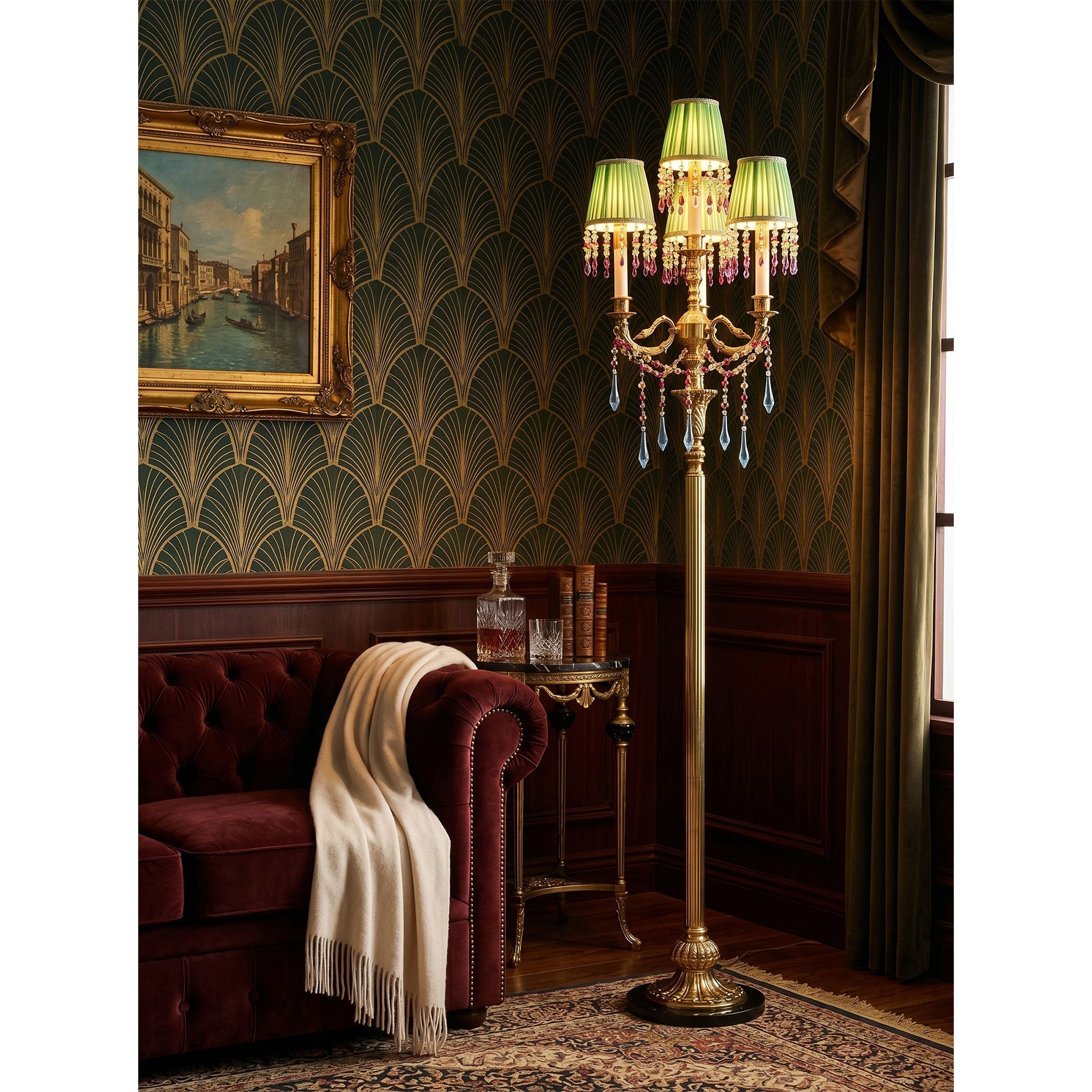 Lifestyle image of the Carins Floor Lamp in a formal entryway.