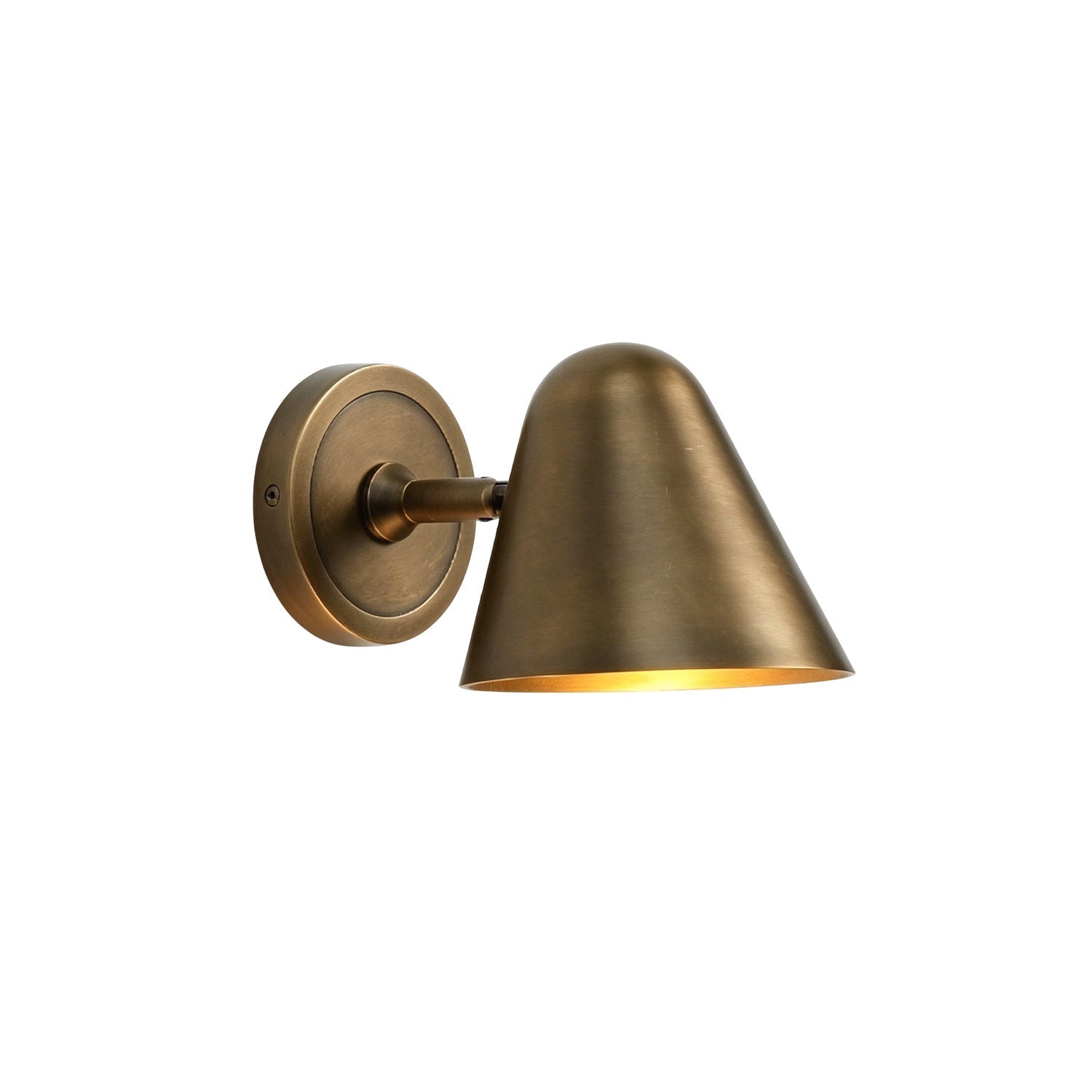 Casa Cone Wall Sconce in antique brass finish, angled view.