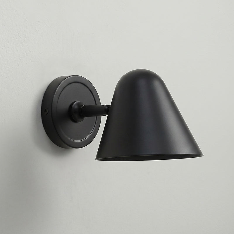 Detailed shot of the black conical metal shade.