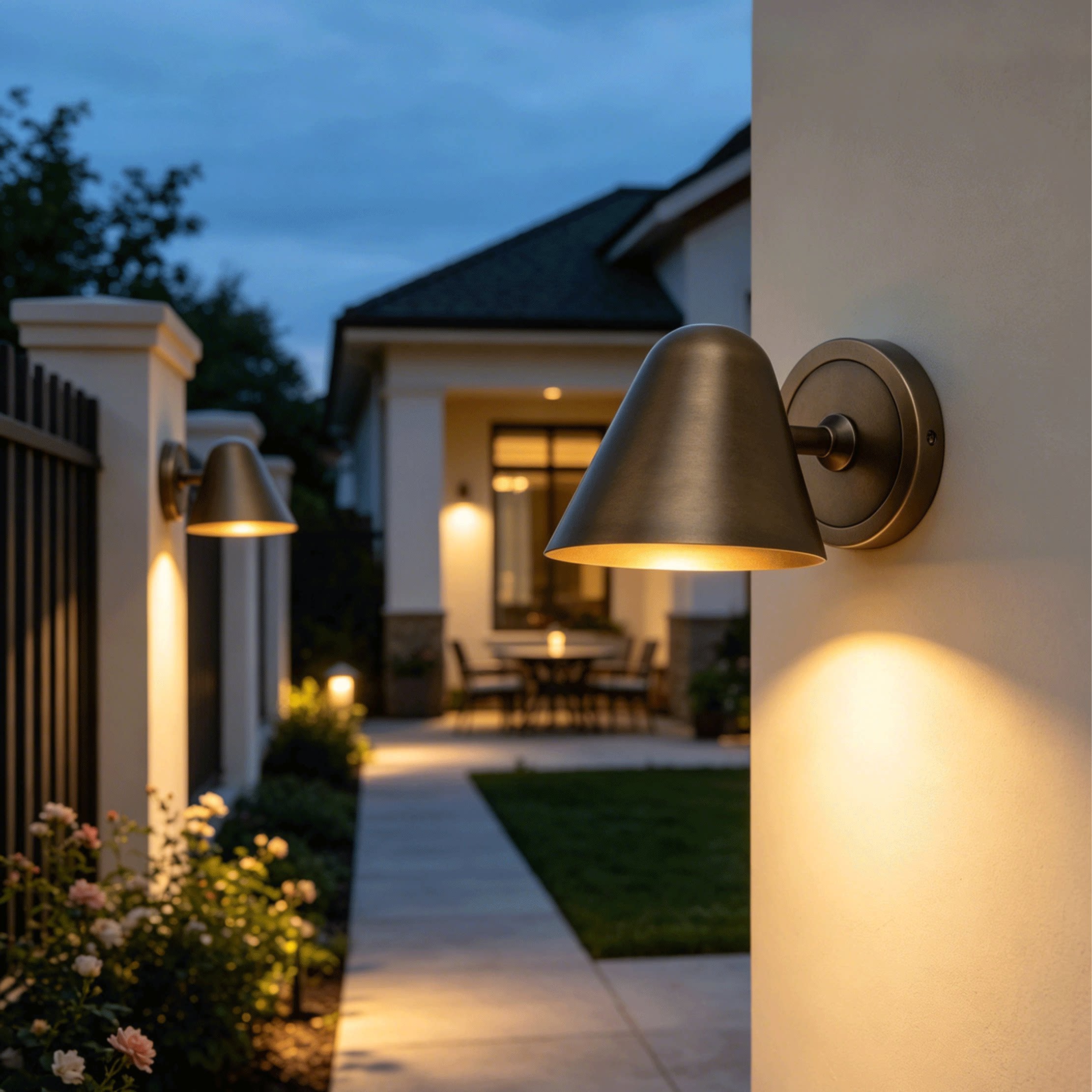The Casa Cone Wall Sconce installed in a modern living room setting.