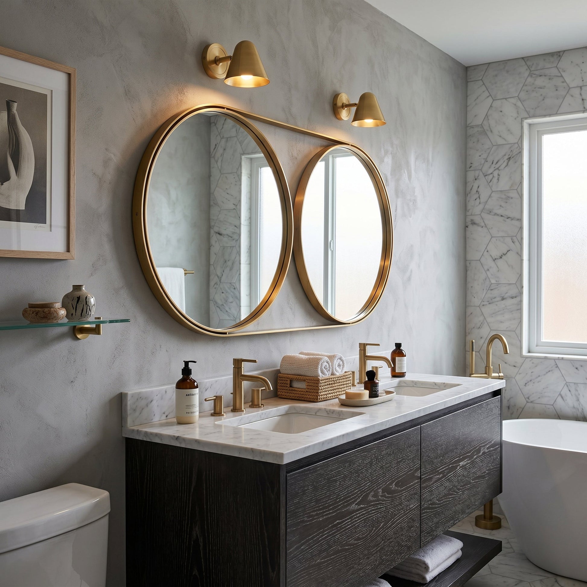 The black finish sconce mounted on a light-colored wall.