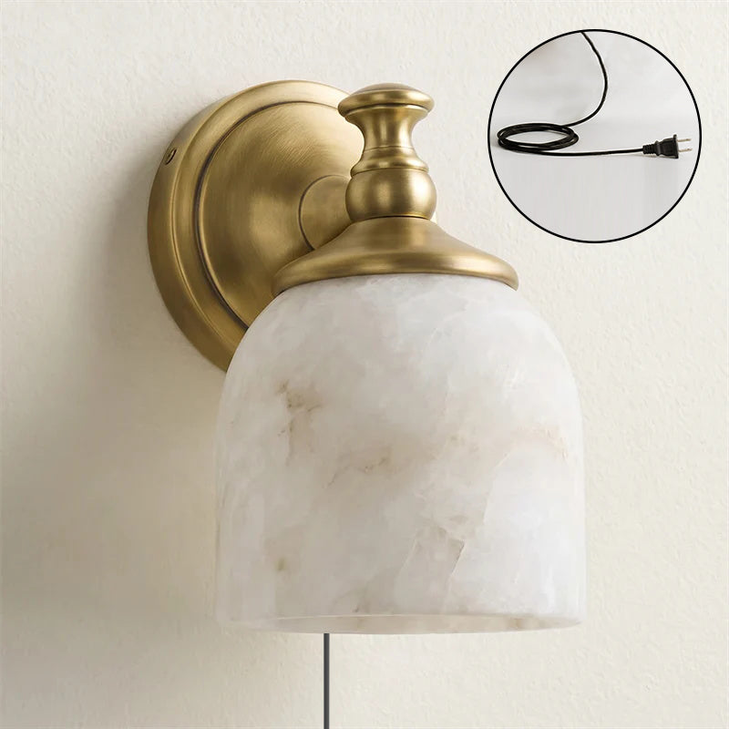 Dimensions diagram for the single-head Chart Alabaster Wall Sconce.
