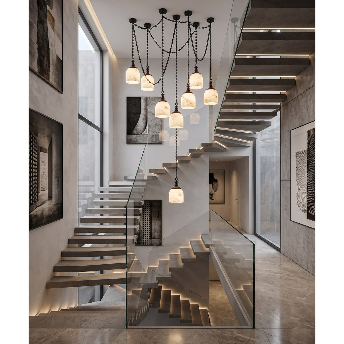 Vernwick Chain Alabaster Chandelier