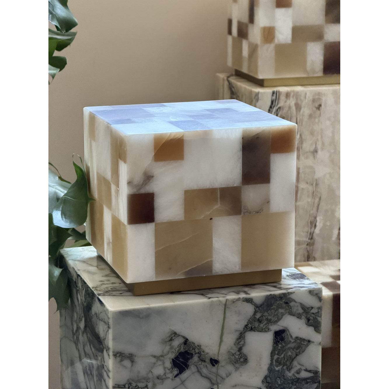 A view showing the texture of the handcrafted alabaster.