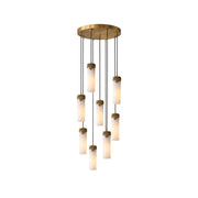 Dansani Lyra Alabaster Chandelier with cascading lights in a grand entryway.
