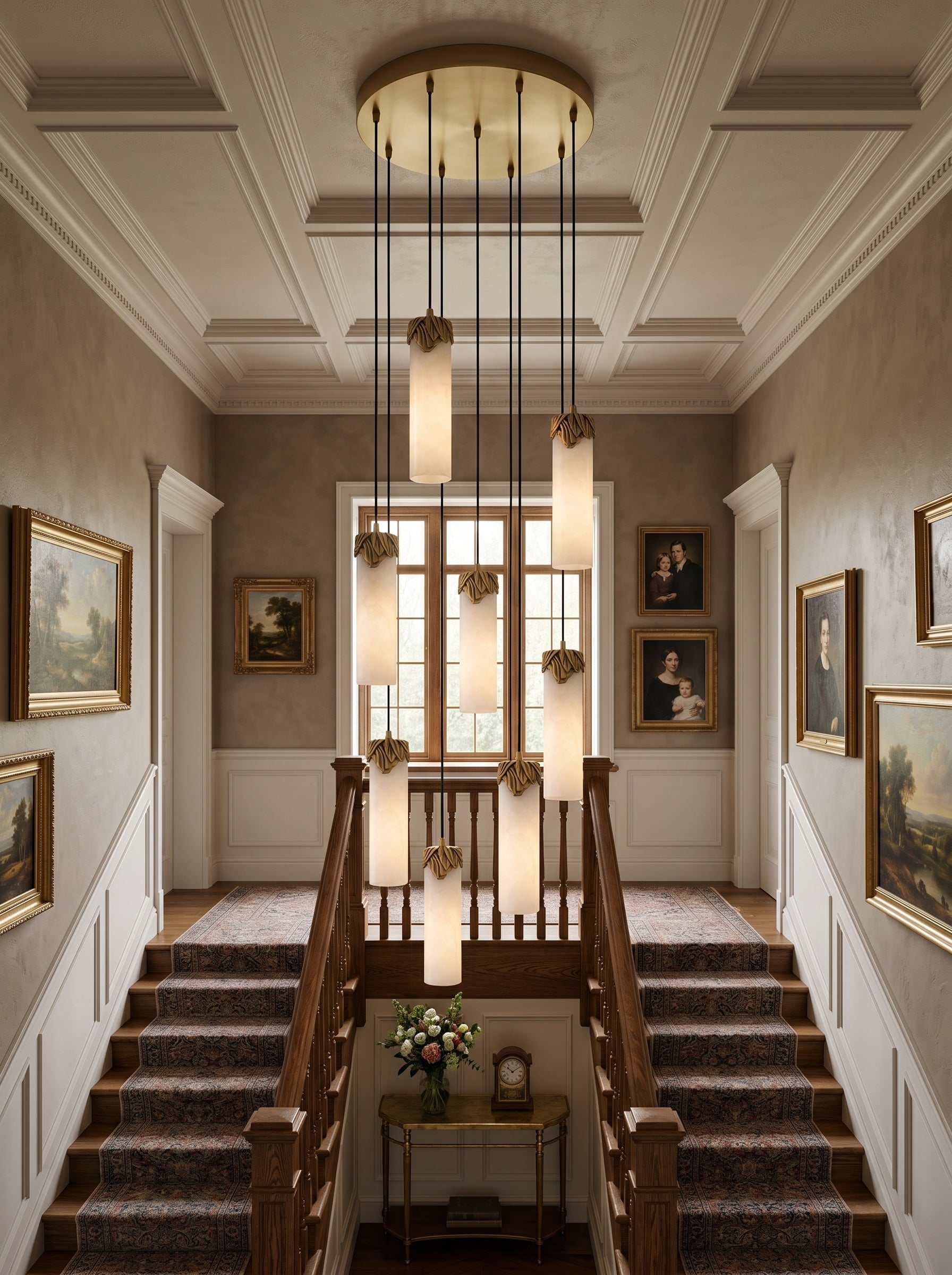 Dansani Lyra chandelier in a Hollywood Regency style interior.