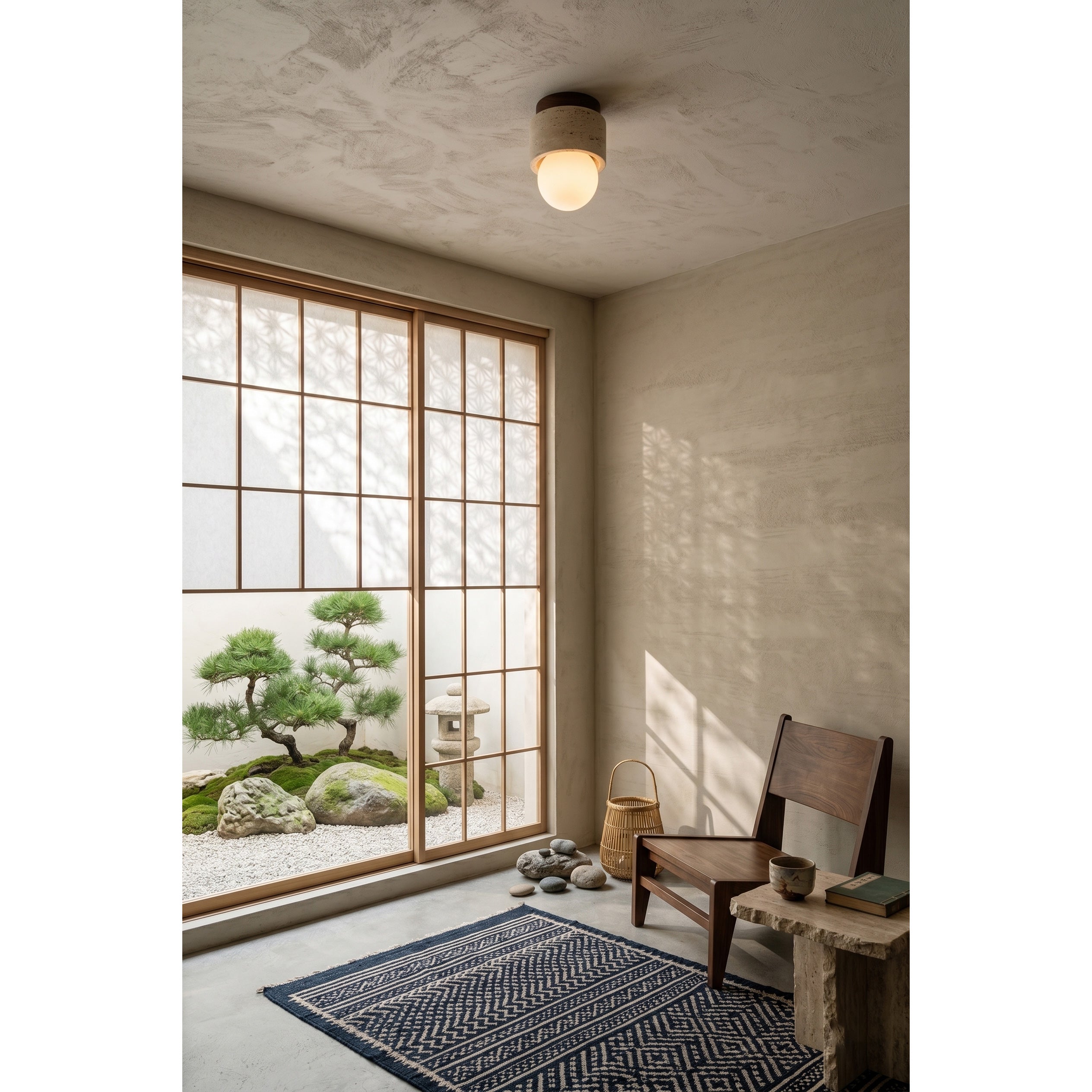 Side profile of the organic modern flush mount light.