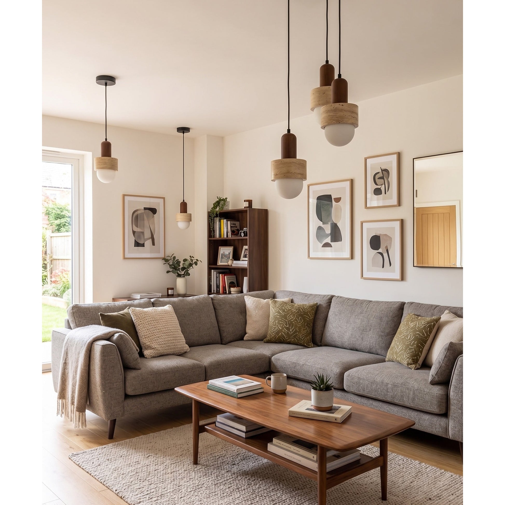 Angled view of the Davise Pendant Lamp showcasing its stacked silhouette.