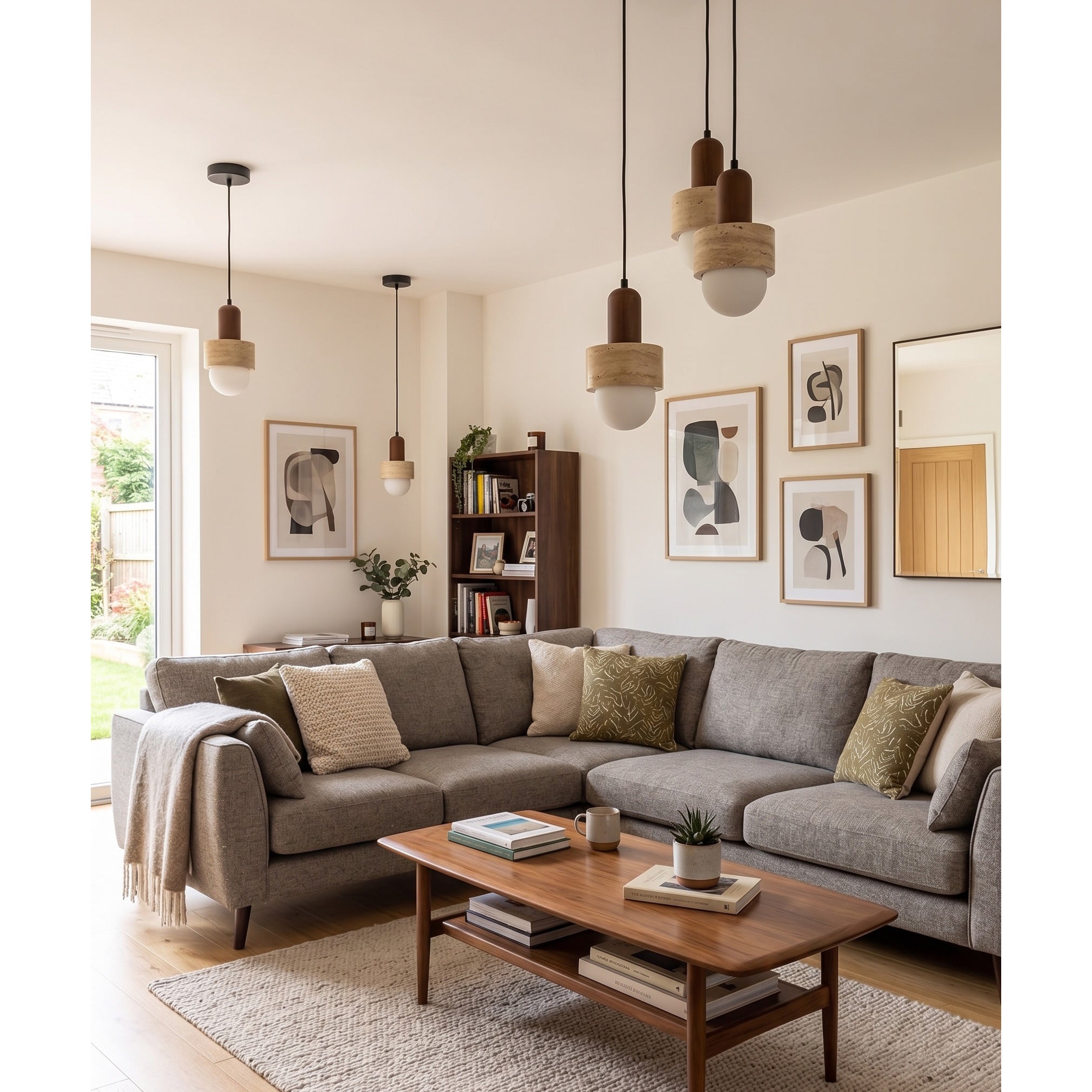 Angled view of the Davise Pendant Lamp showcasing its stacked silhouette.